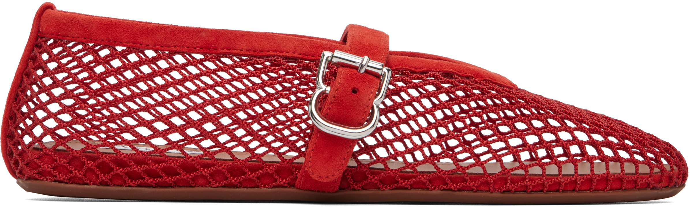 ALAÏA Orange Fishnet Ballerina Flats