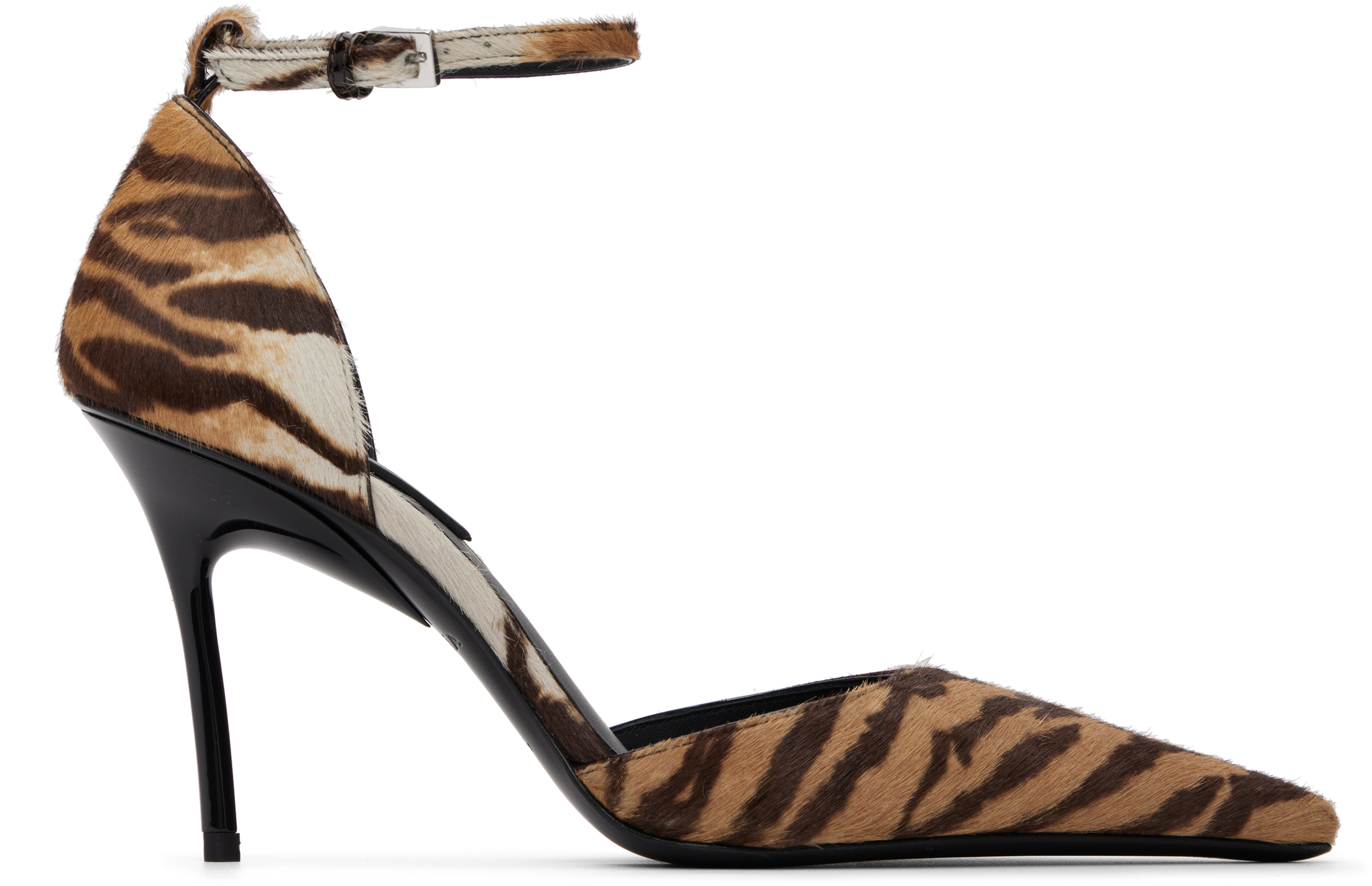 ALAÏA Brown Haircalf Drop Pump Heels
