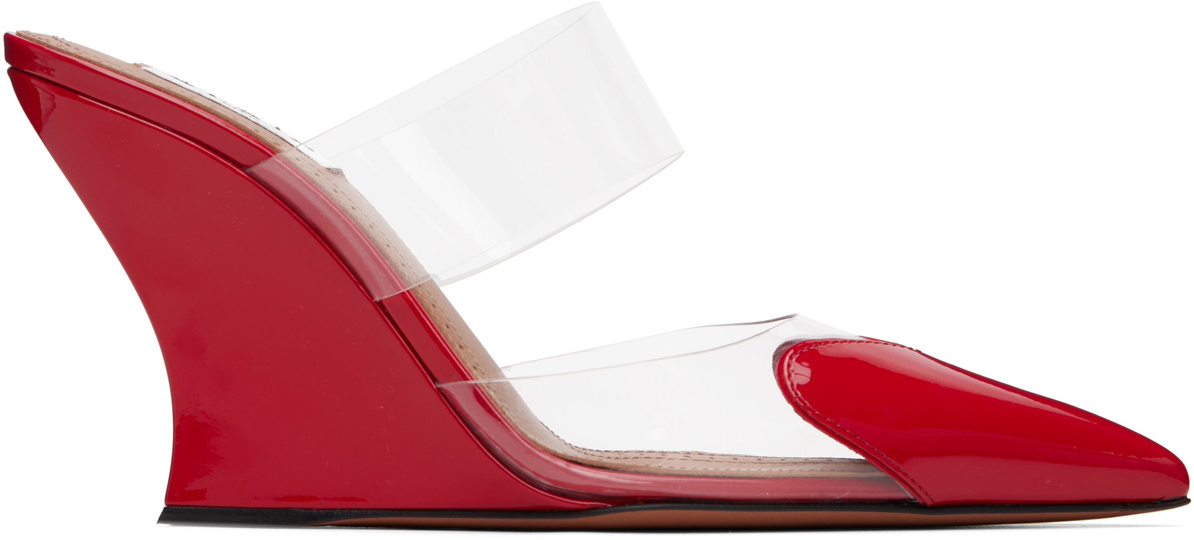 ALAÏA Red 'Le Cœur' Wedge Mule Heels