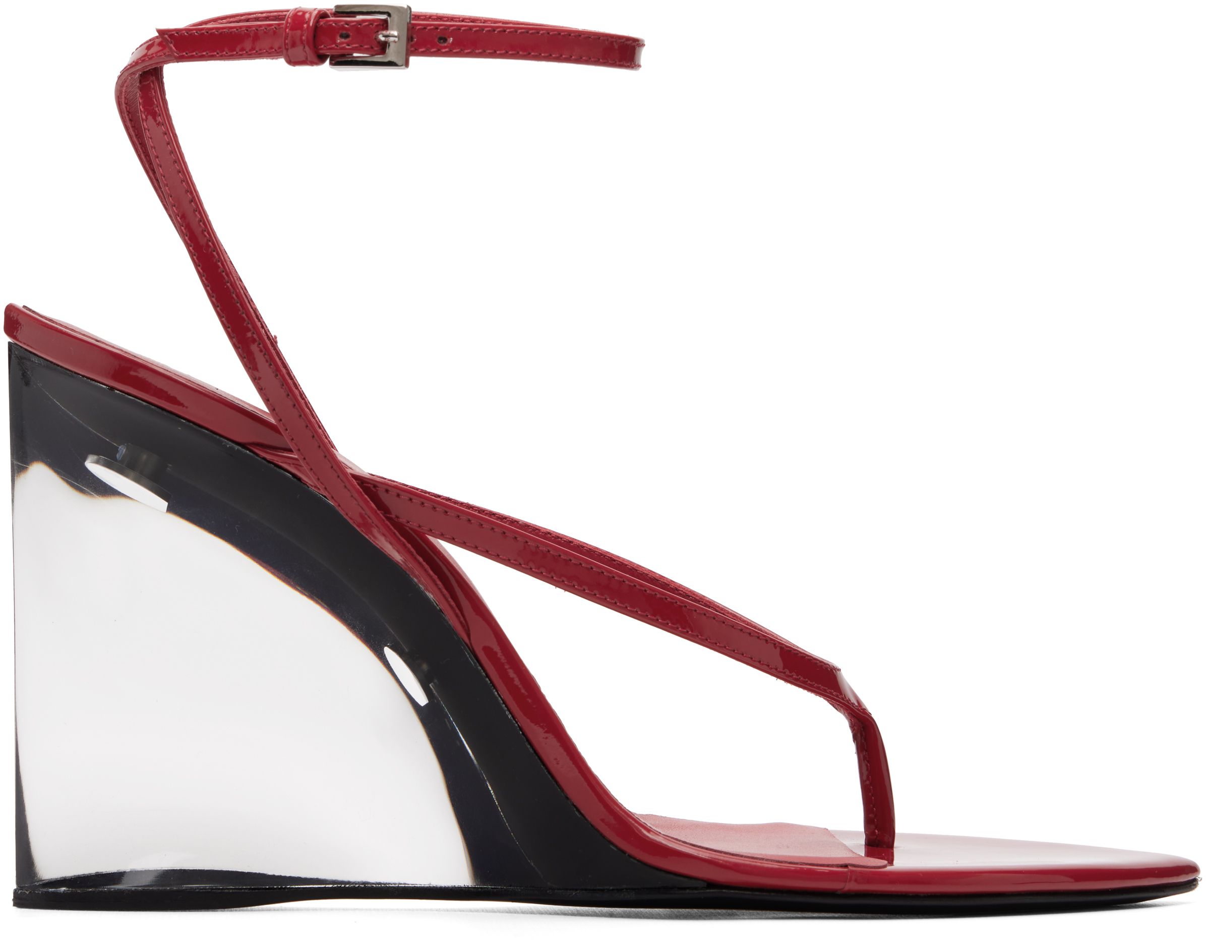 ALAÏA Red Invisible Thong Heeled Sandals