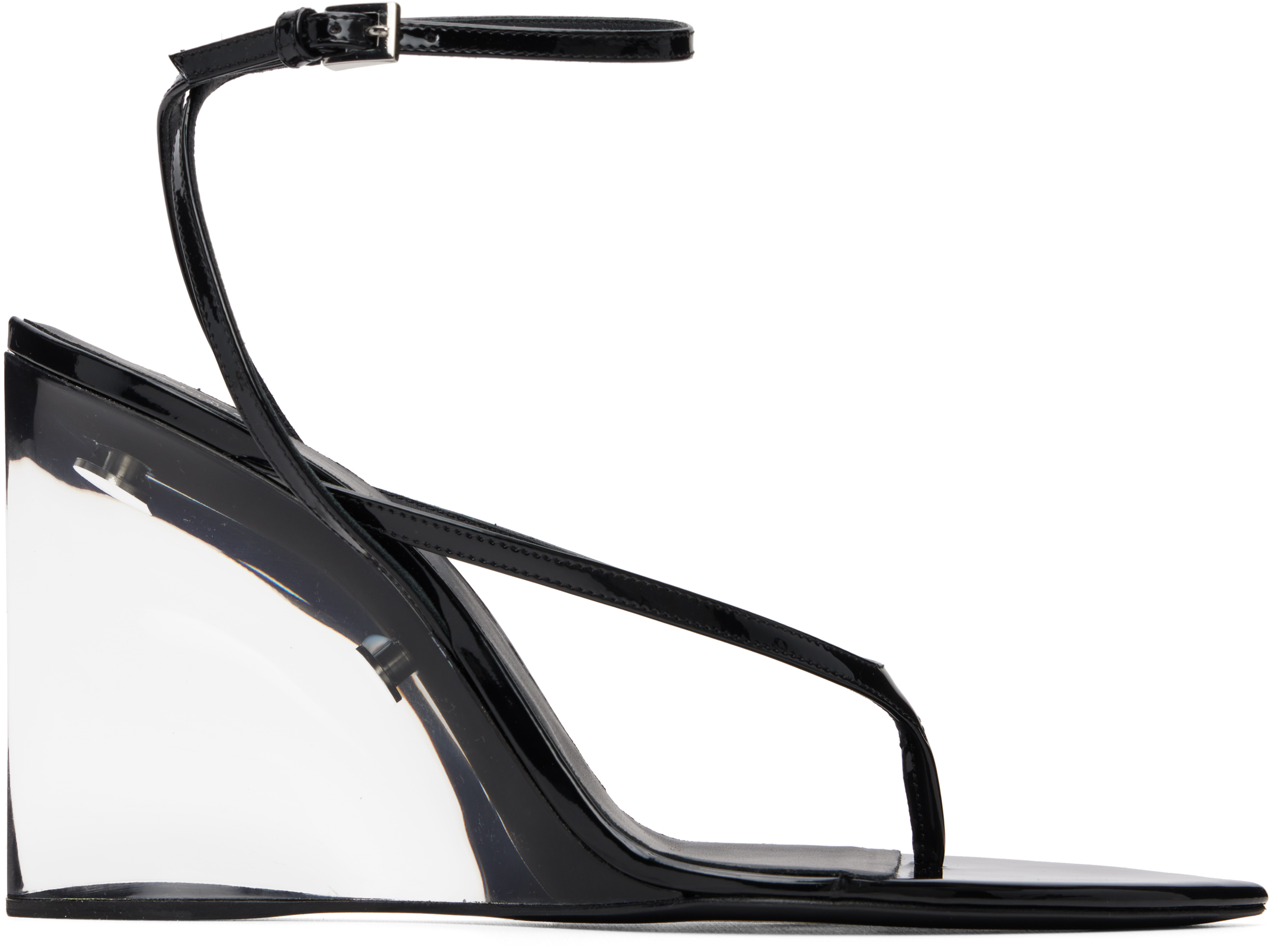 ALAÏA Black Invisible Thong Heeled Sandals