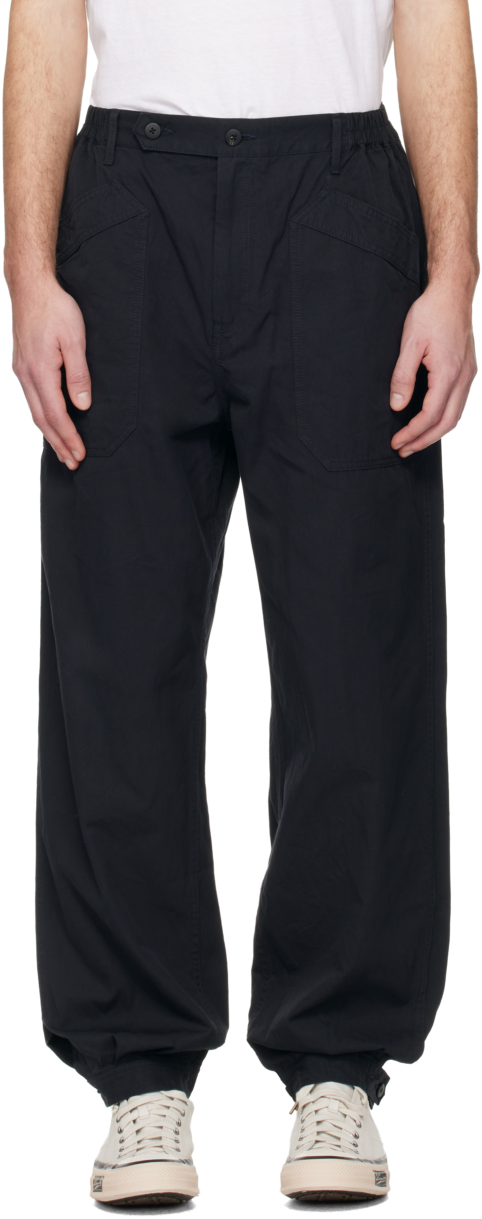 visvim: Navy Carrol Trousers | SSENSE