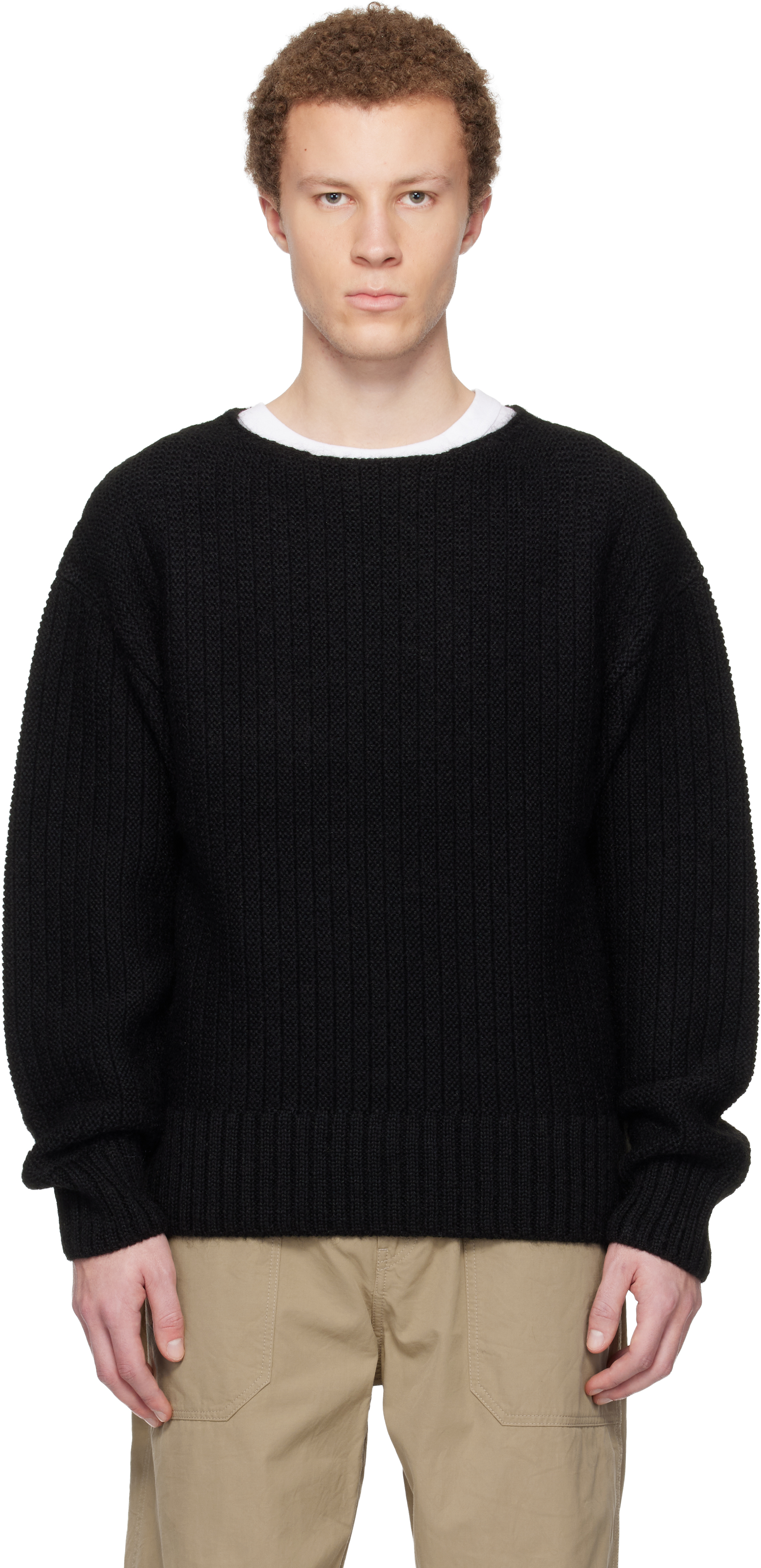 visvim: ブラック ボートネック セーター | SSENSE 日本