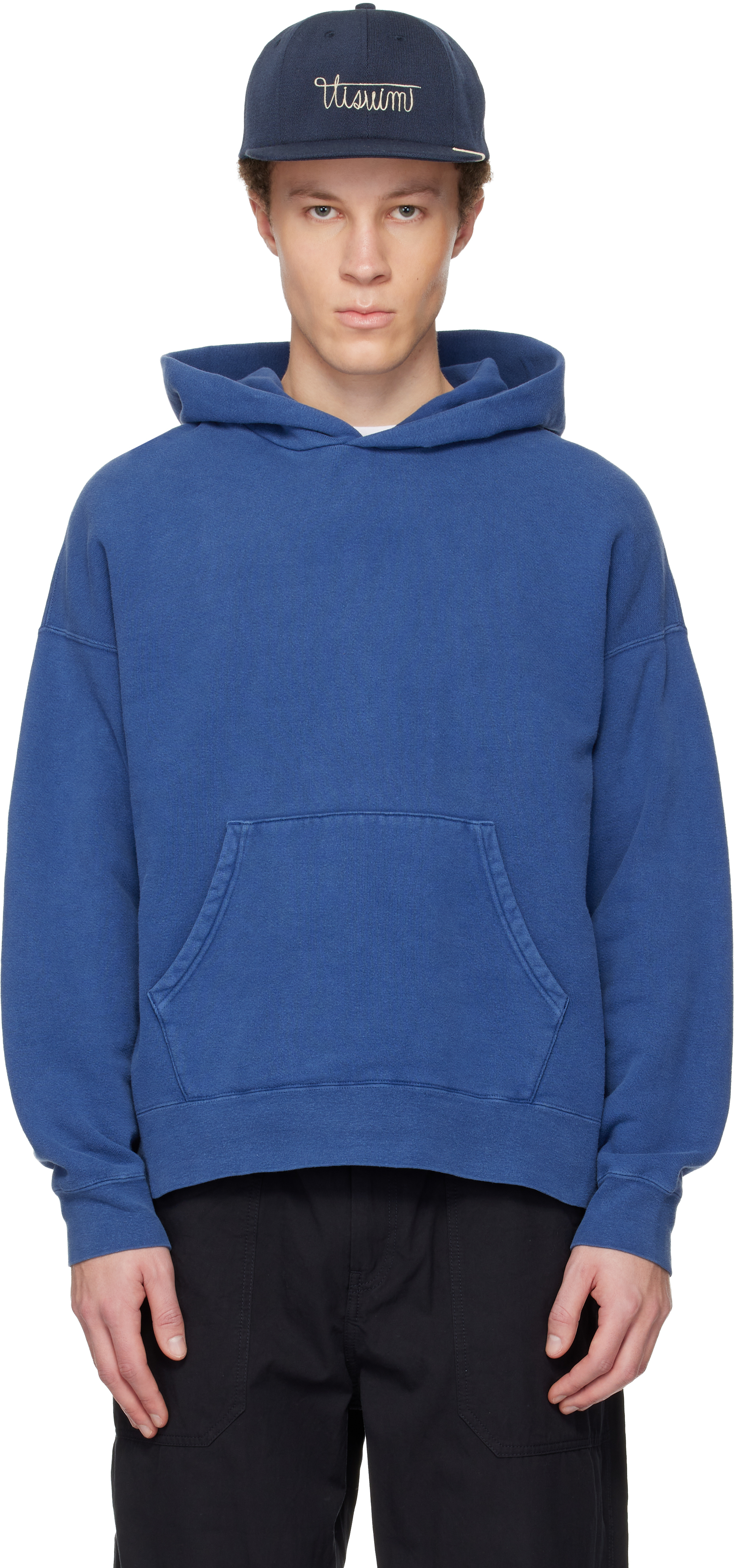 visvim: Blue Jumbo SB P.O. Hoodie | SSENSE