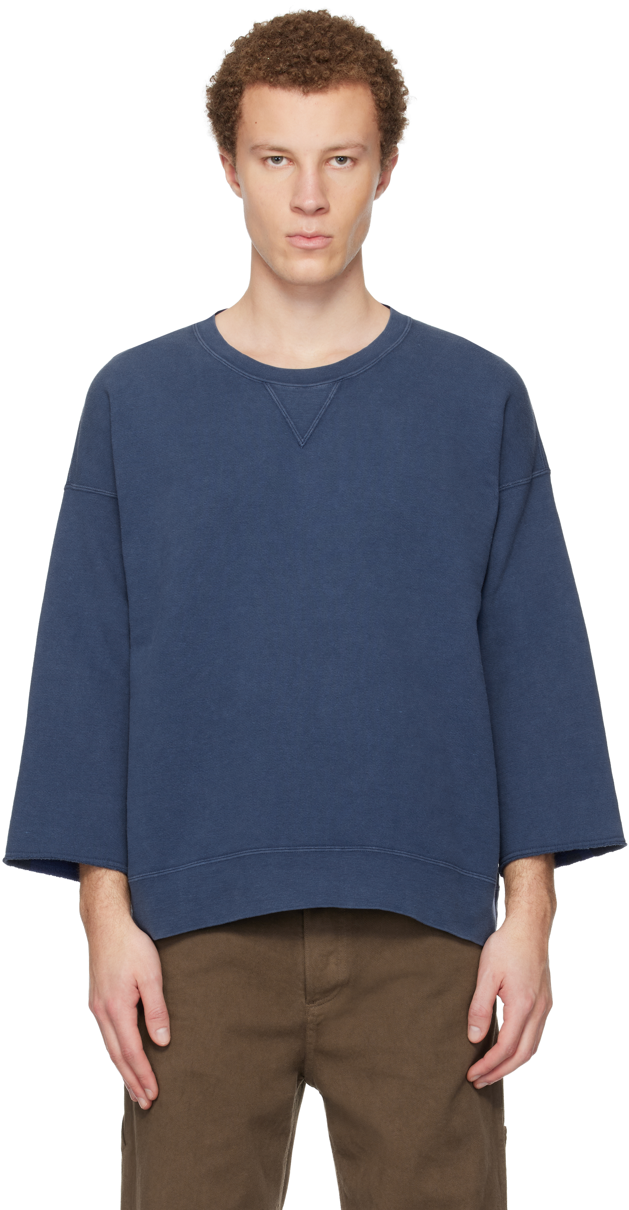 visvim: ブルー Jumbo SB 3/4 DMGD スウェットシャツ | SSENSE 日本