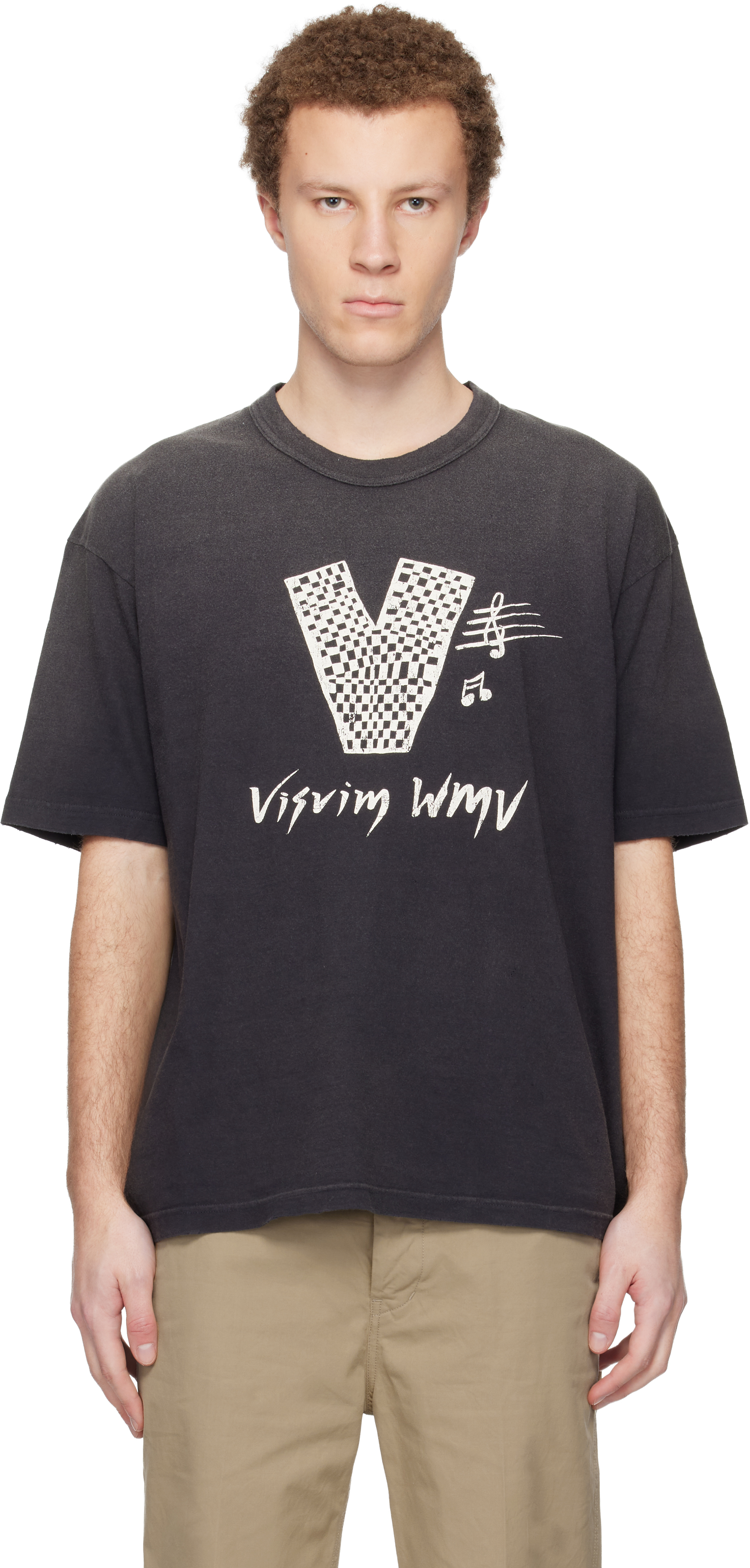 visvim: Black Jumbo S/S 'V' Crash T-shirt | SSENSE