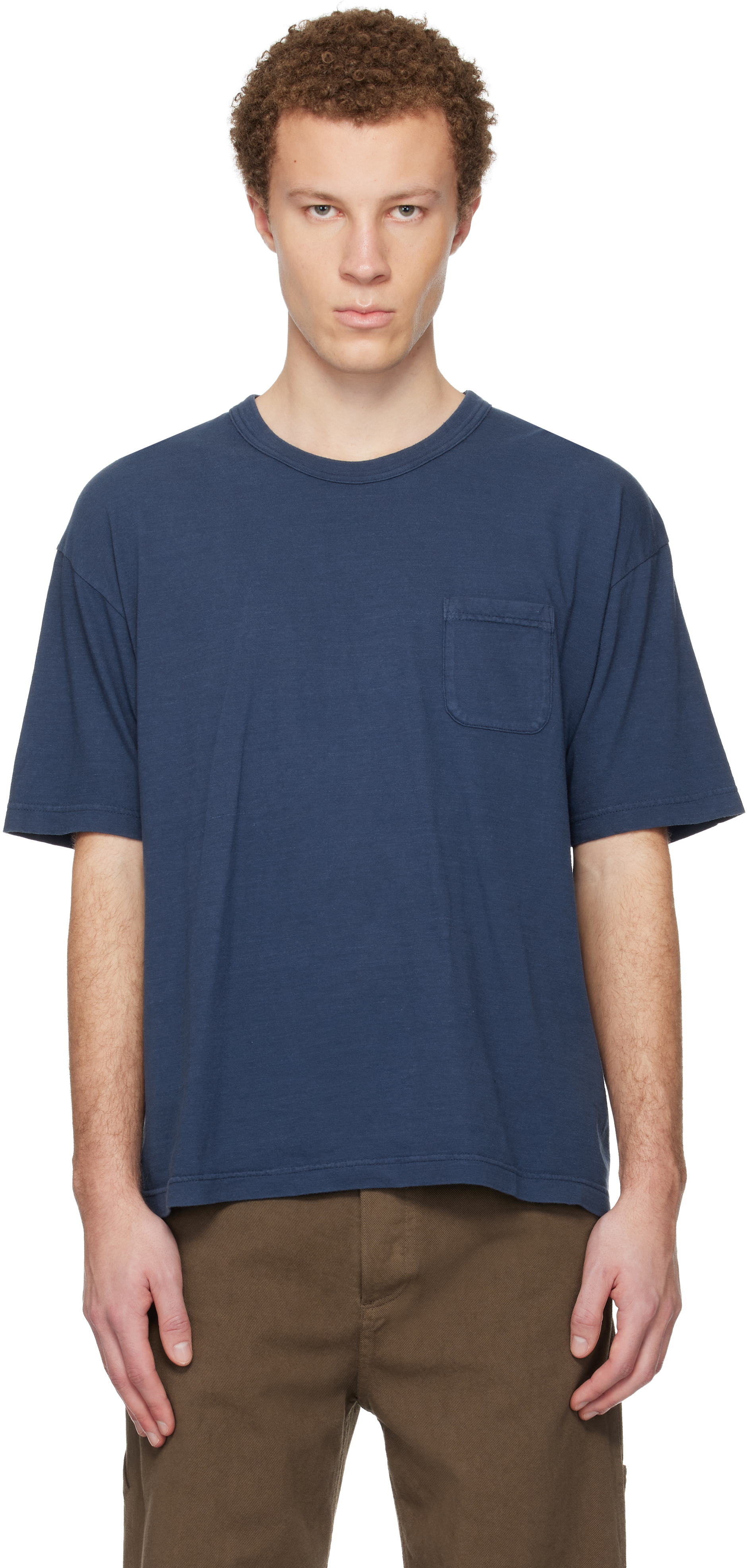 visvim: Blue Jumbo S/S DMGD T-shirt | SSENSE