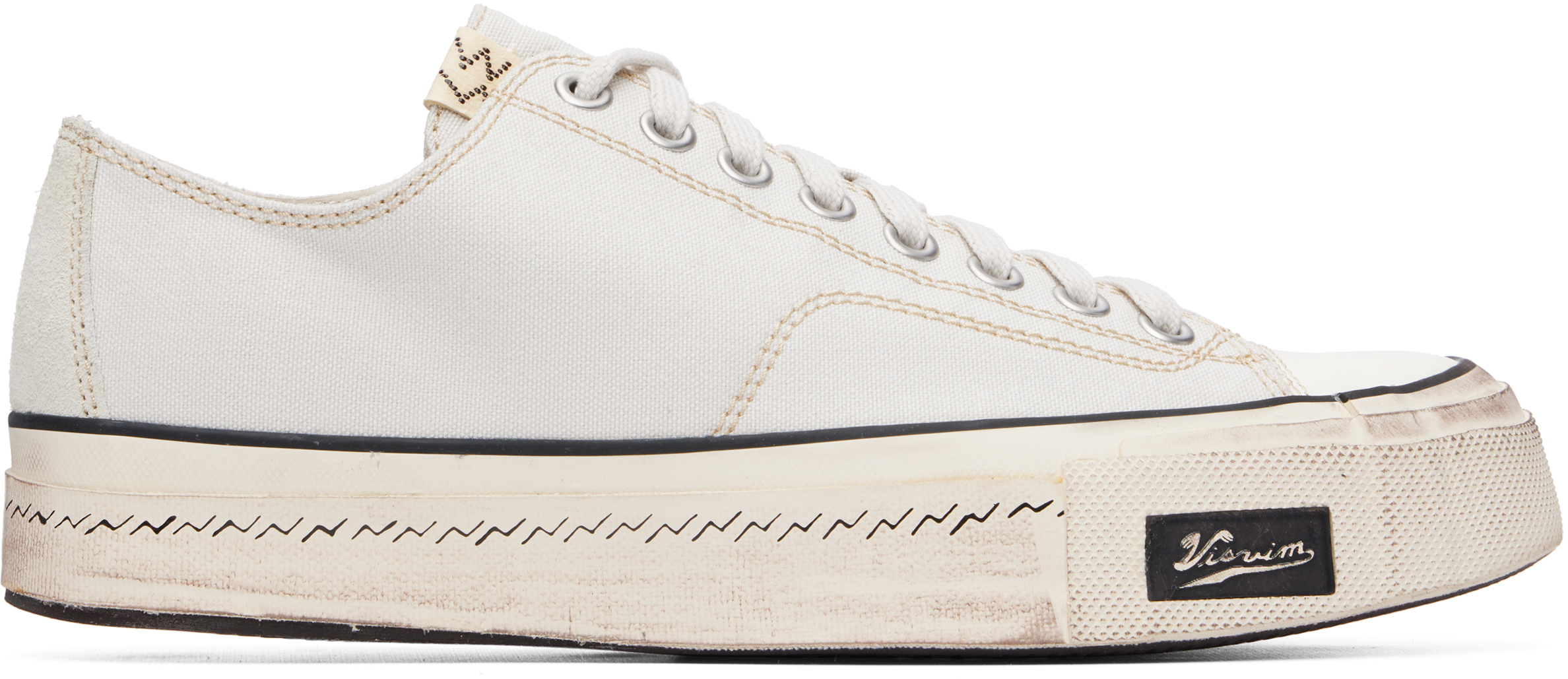VISVIM SKAGWAY LO G．PATTEN キャンバス スニーカー visvim: オフホワイト Skagway Lo G.Patten スニーカー | SSENSE 日本