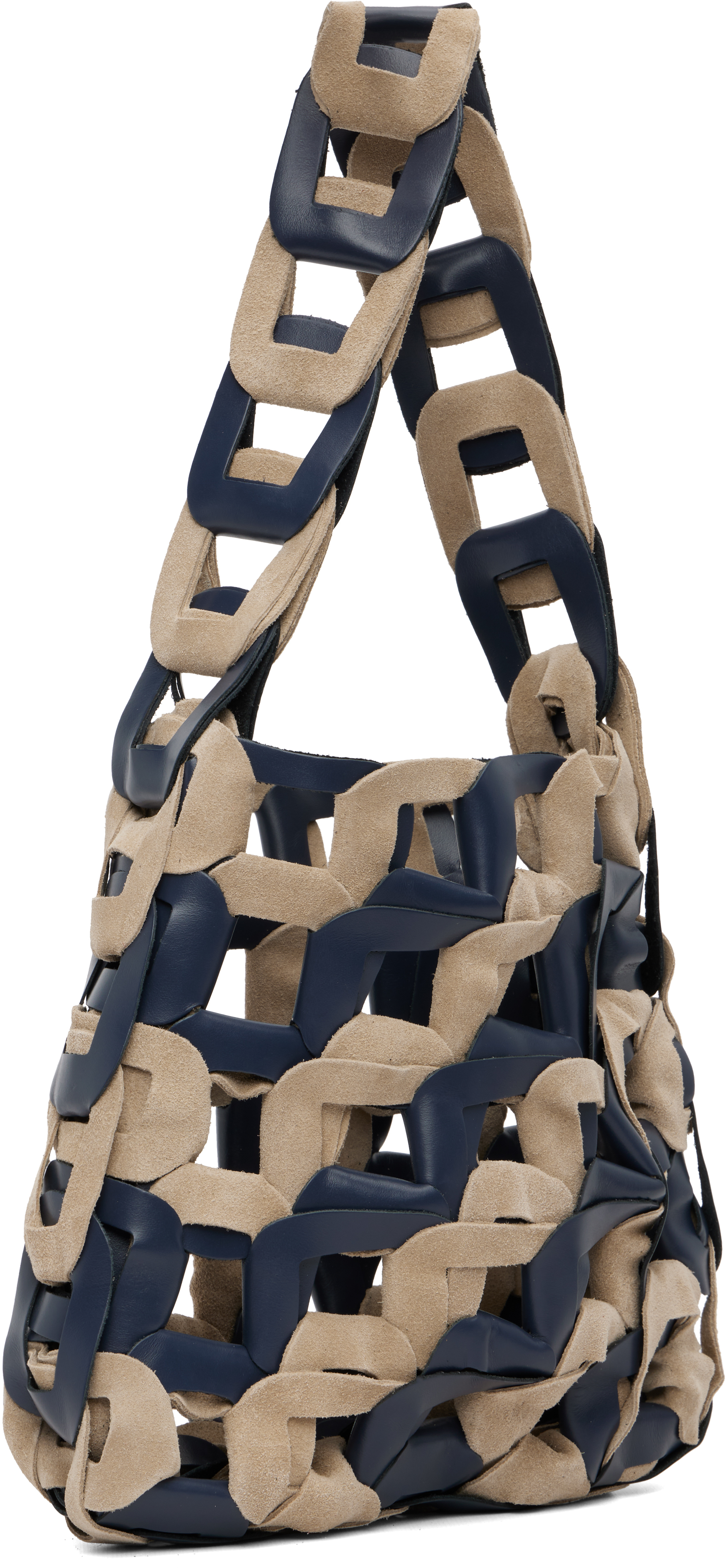Sc103 Navy & Beige Links Bag In Gray