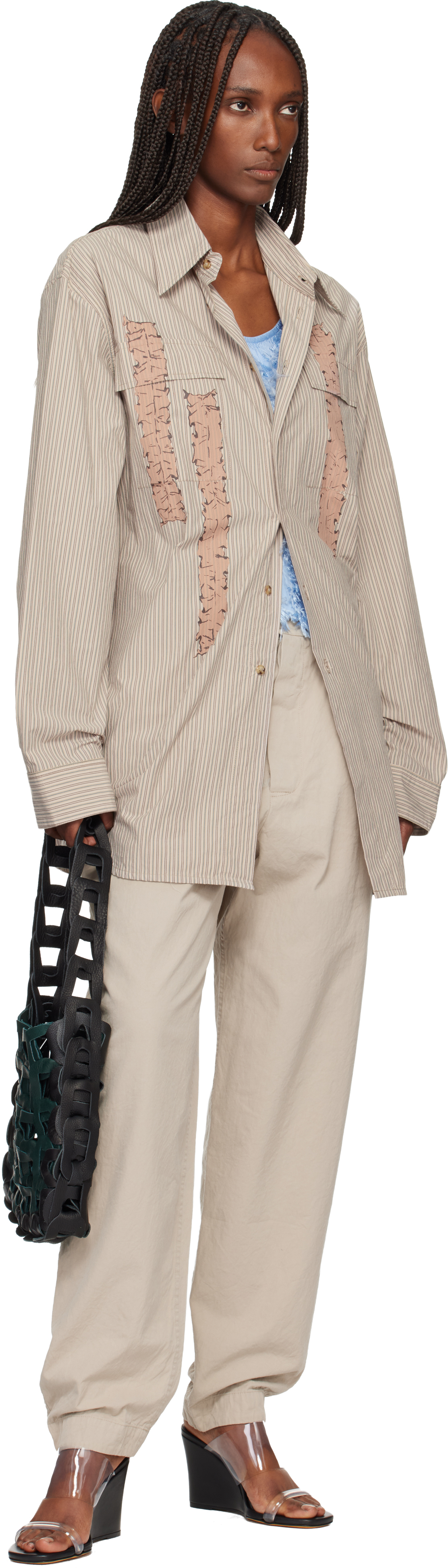 Sc103 Green & Black Links Bag In Green