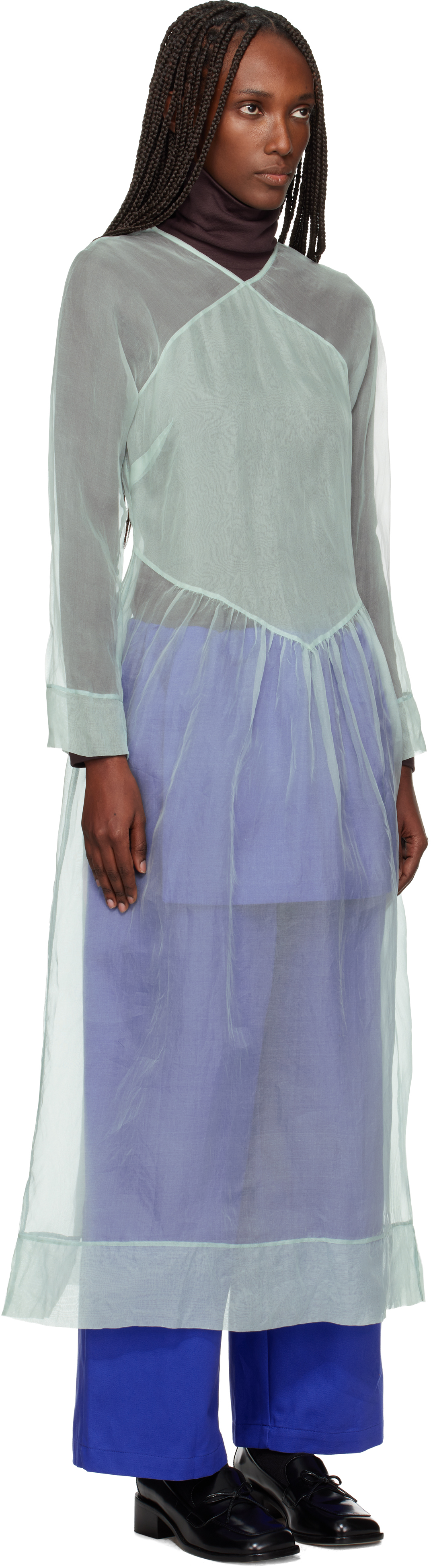 Sc103 Blue Scenic Midi Dress In Gray