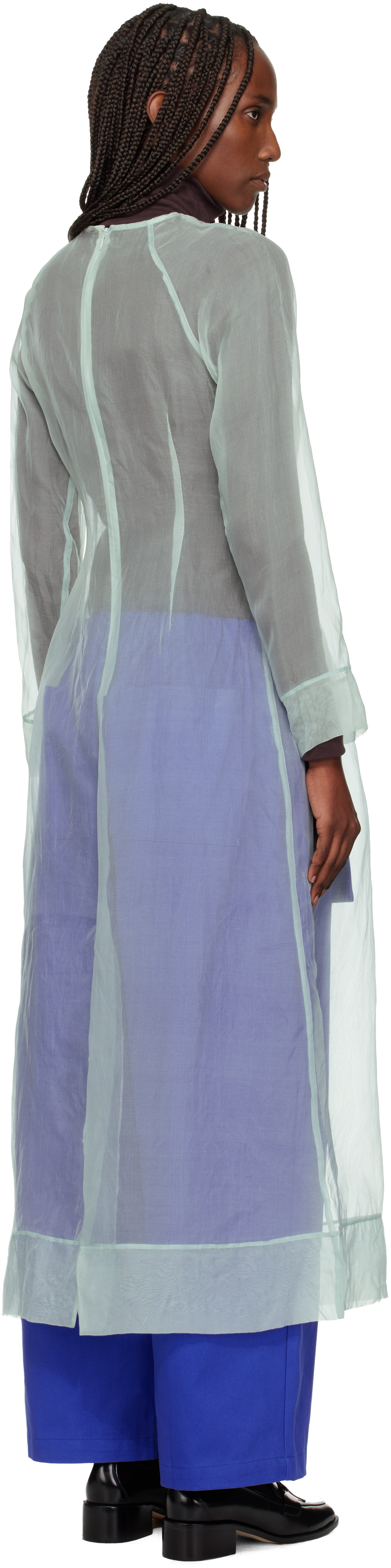 Sc103 Blue Scenic Midi Dress In Gray