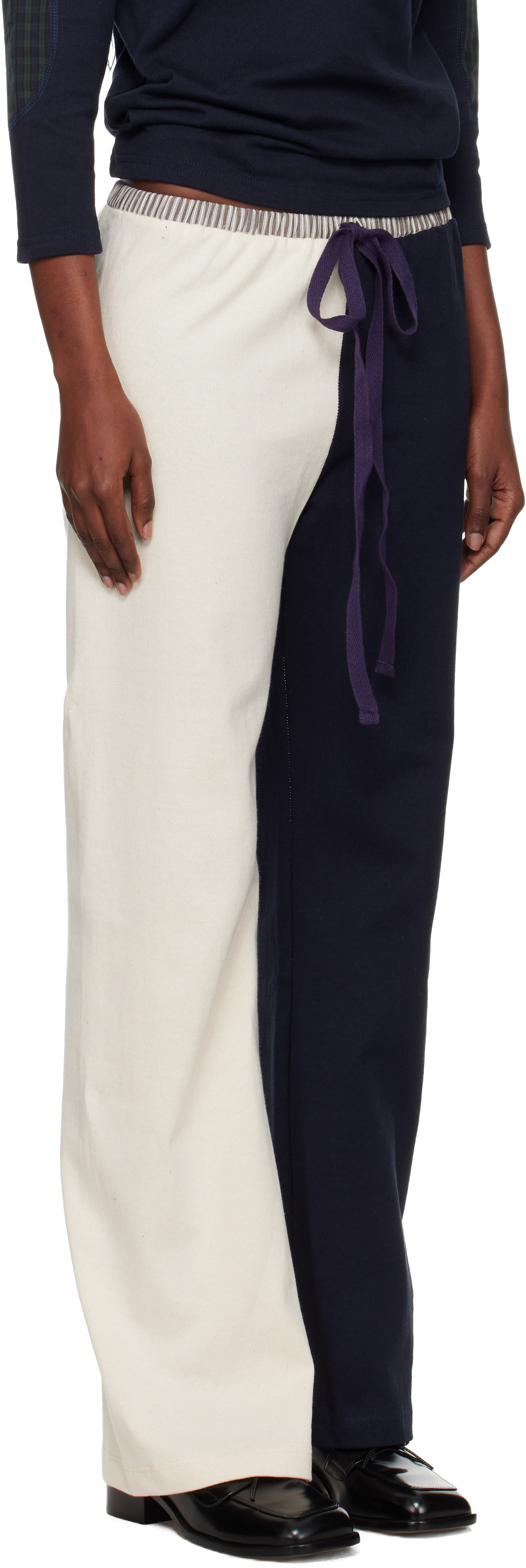 Sc103 Navy & White Viola Lounge Pants In White