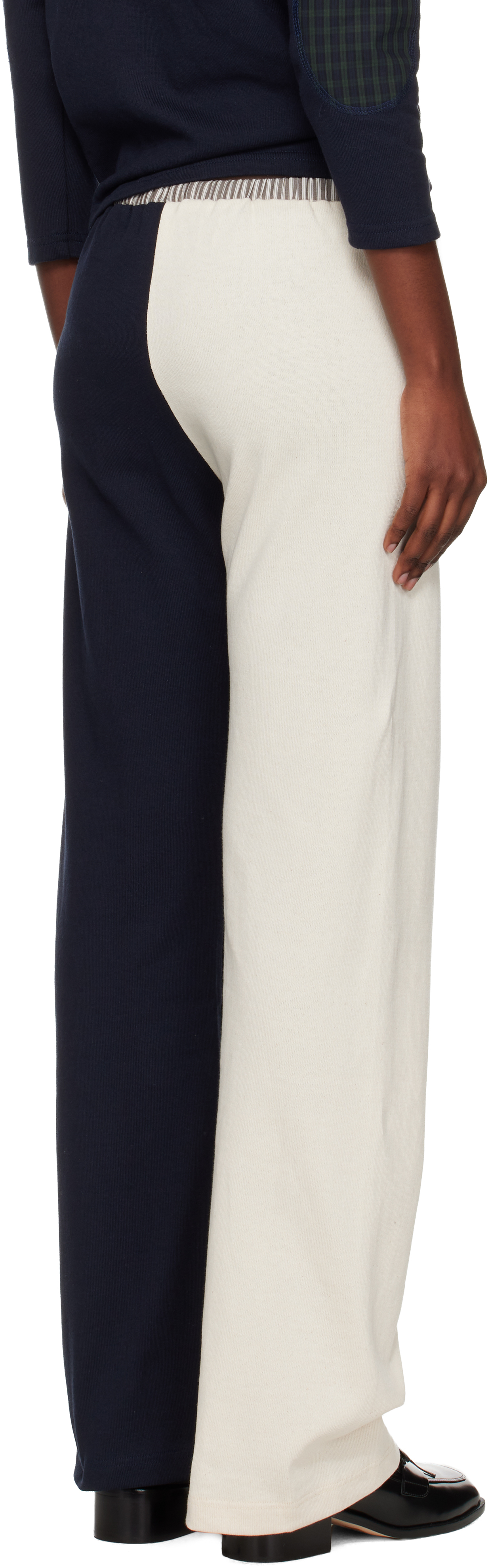 Sc103 Navy & White Viola Lounge Pants In White