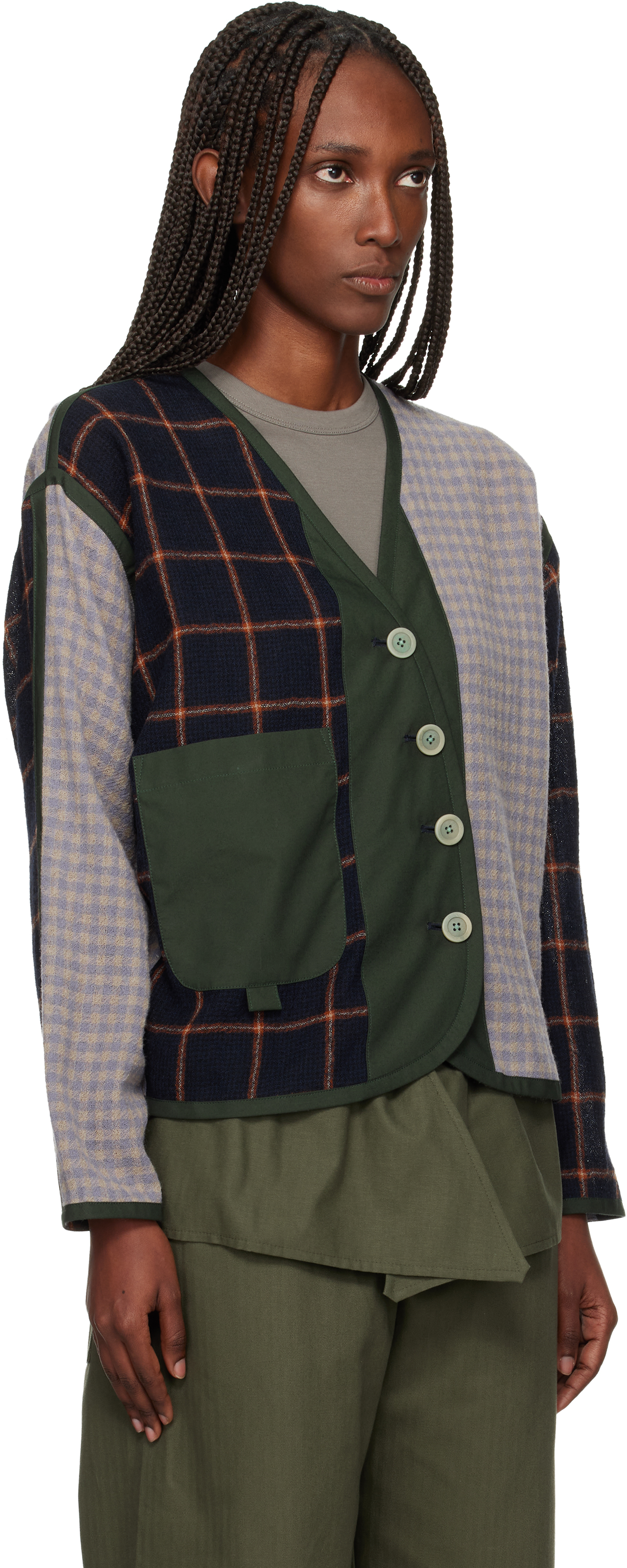 Sc103 Multicolor Ridge Cardigan In Multi