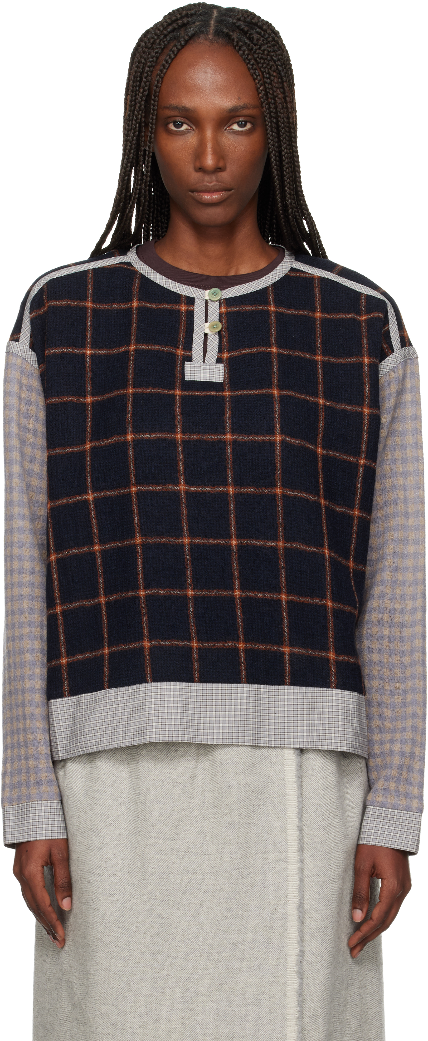 Sc103 Navy Pitch Sweater In Multi