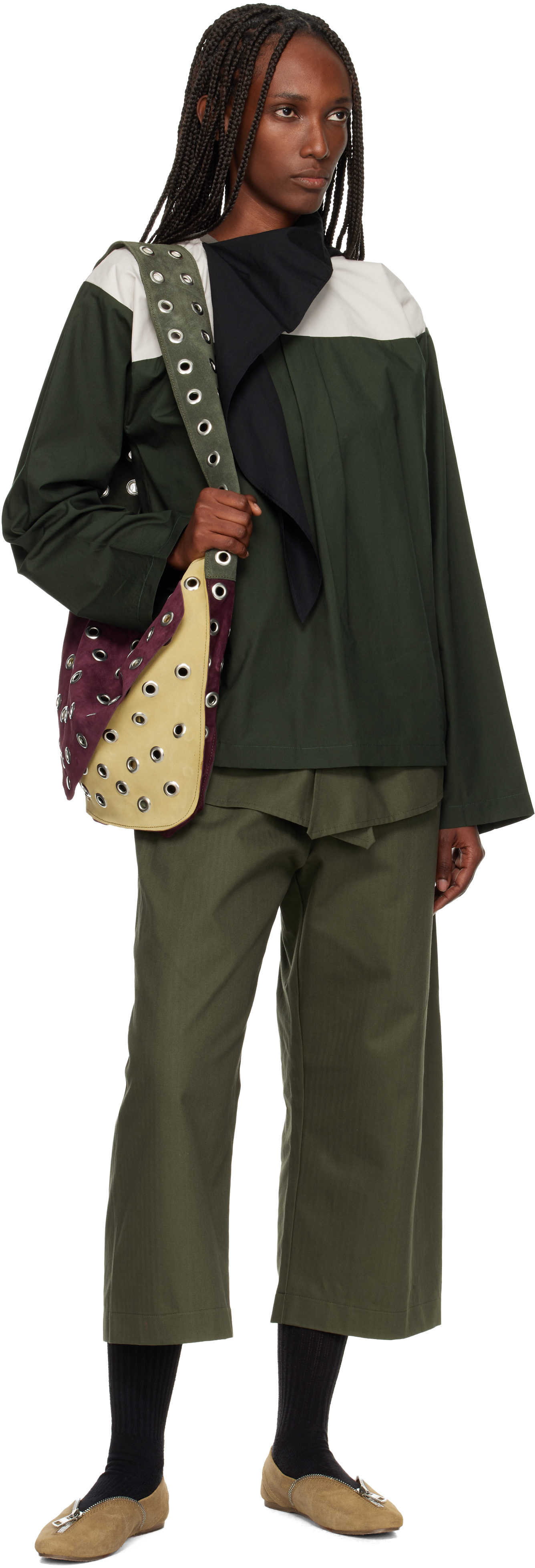 Sc103 Green Compass Blouse In Green