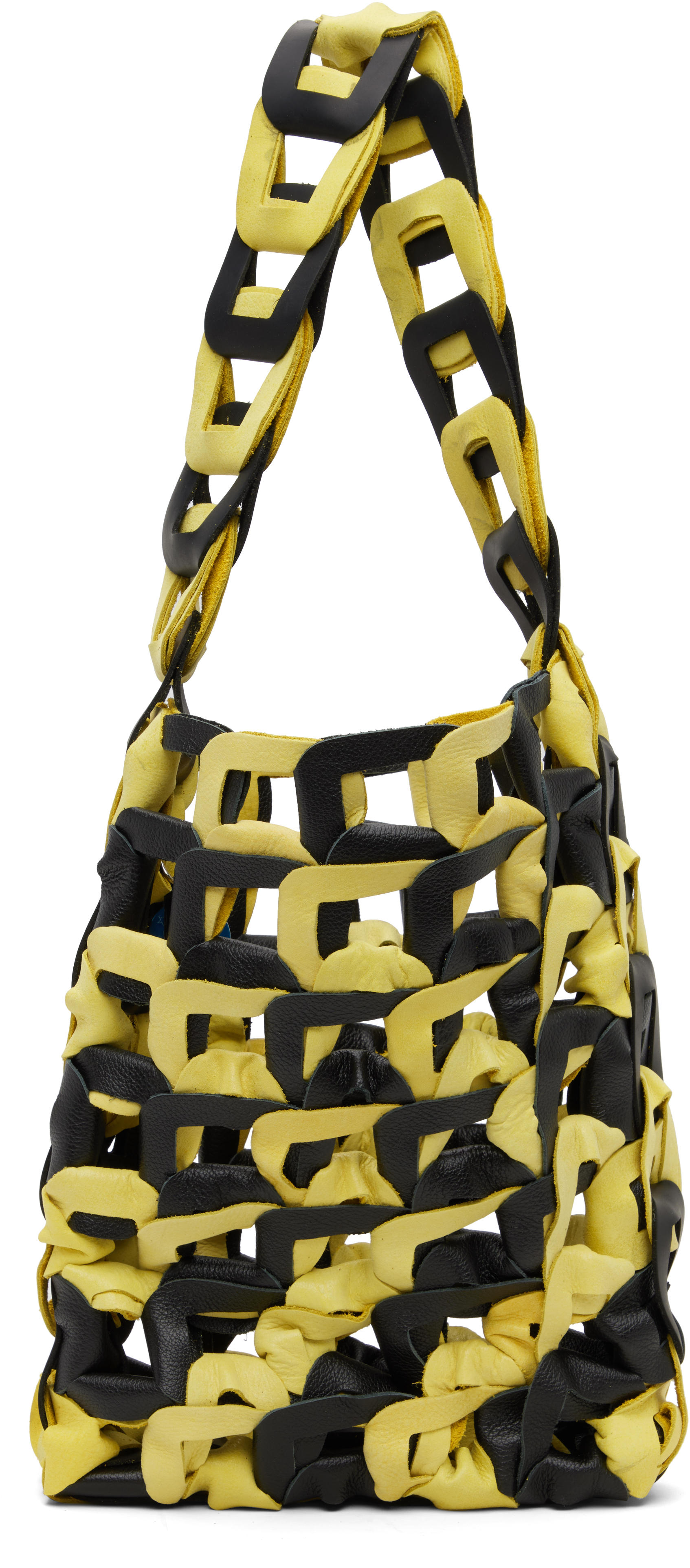 Sc103 Black & Yellow Links Medium Tote In Yellow