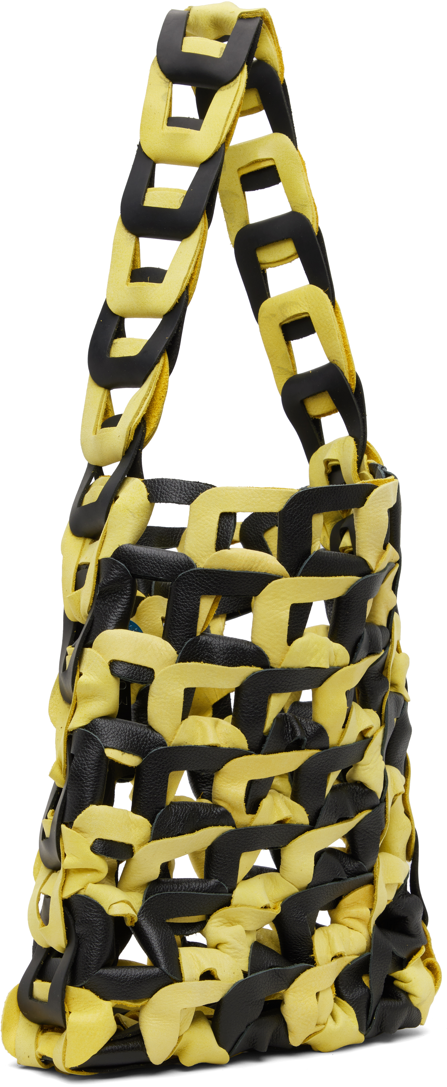 Sc103 Black & Yellow Links Medium Tote In Yellow