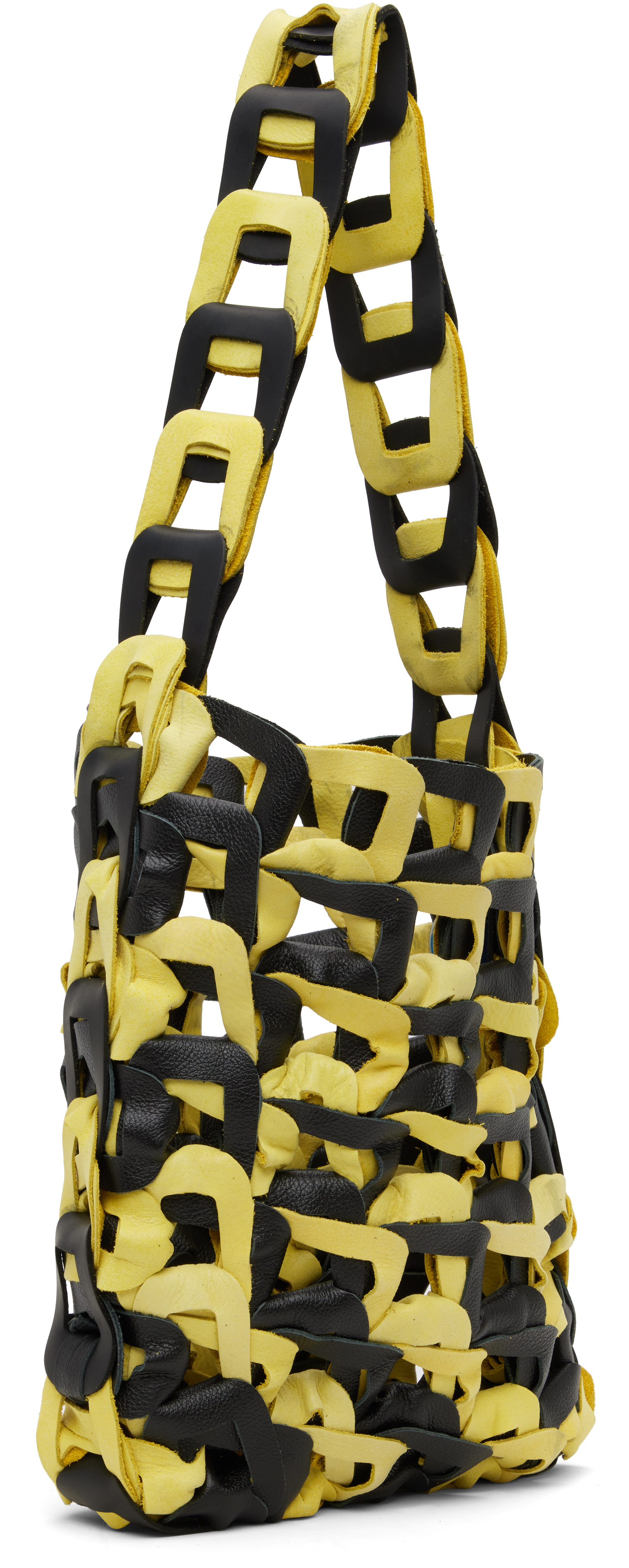 Sc103 Black & Yellow Links Medium Tote In Yellow