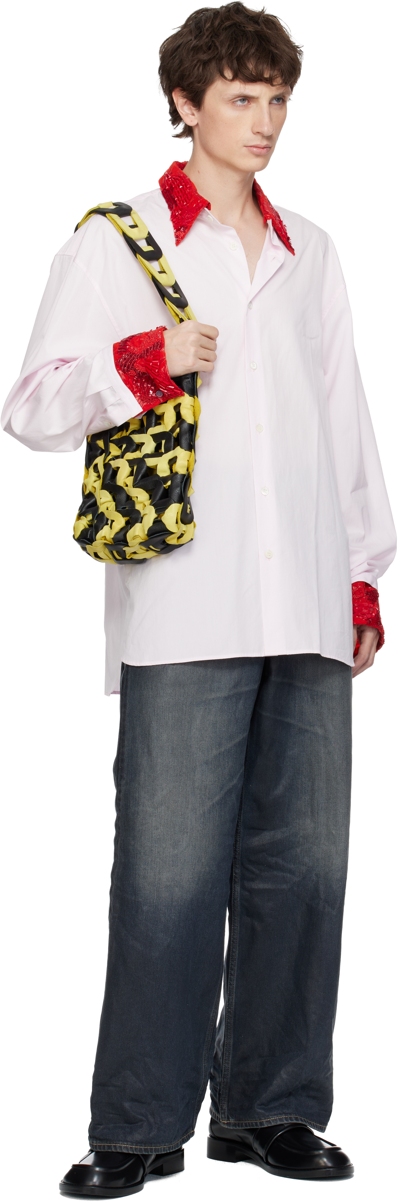 Sc103 Black & Yellow Links Medium Tote In Yellow