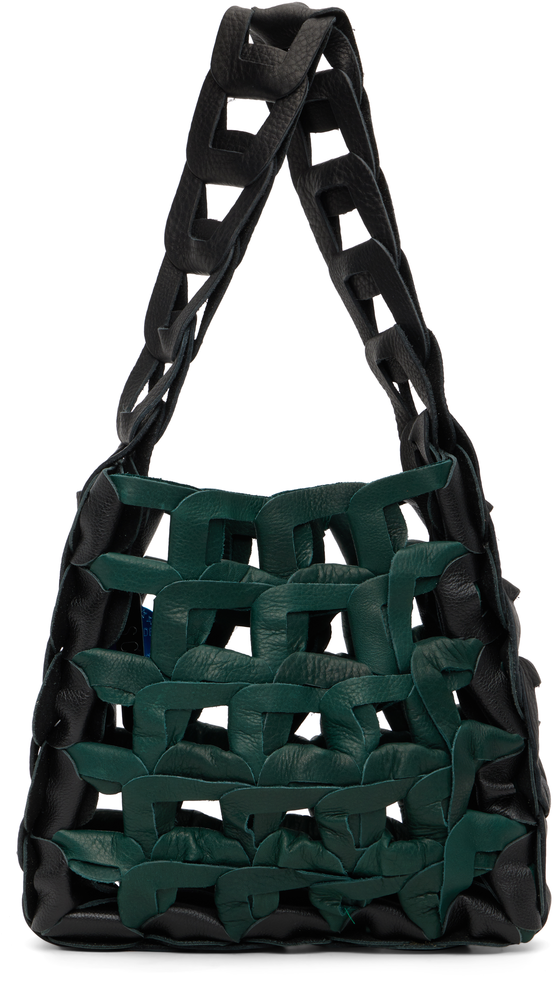 Sc103 Black & Green Links Tote In Green