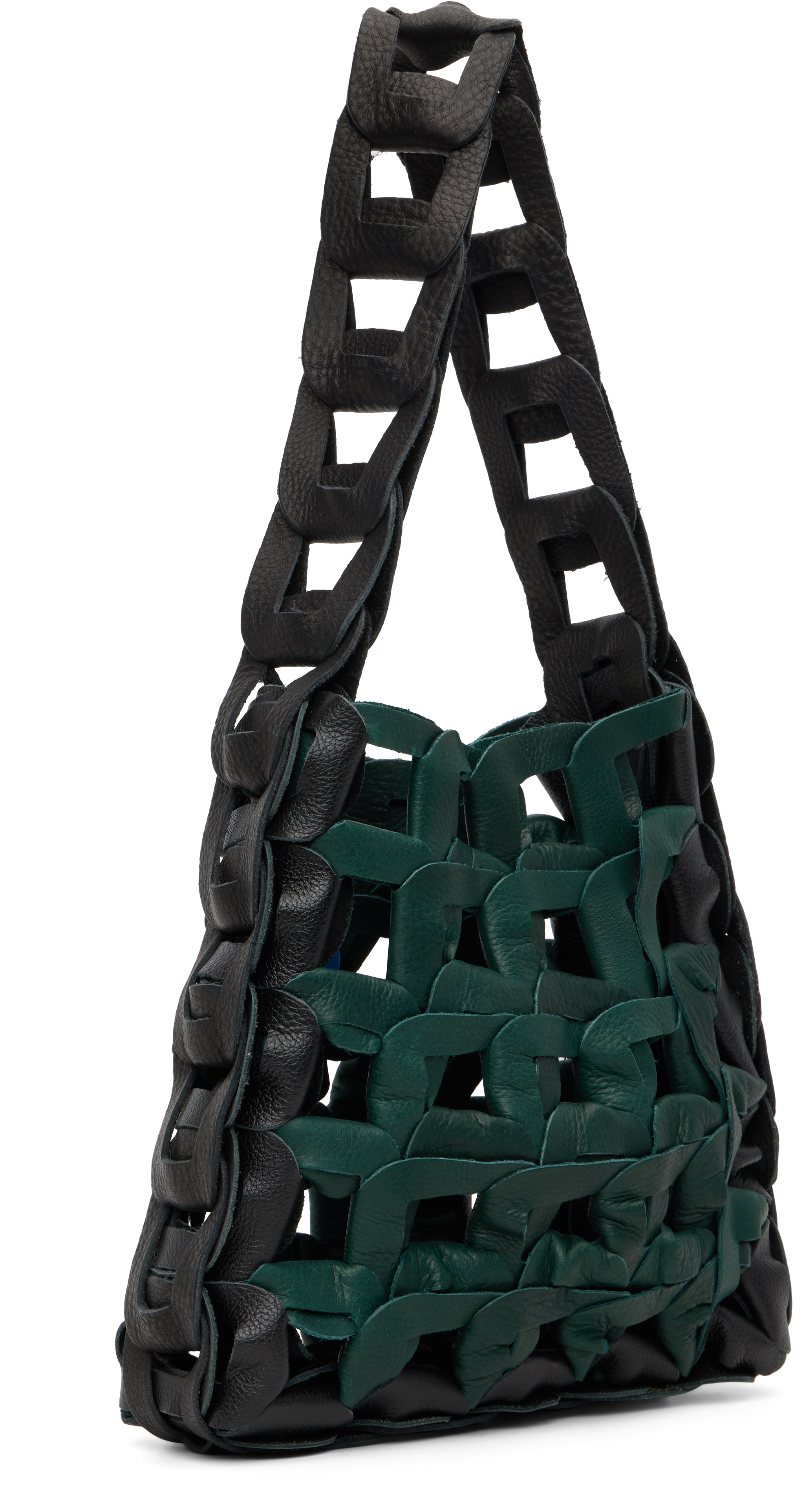 Sc103 Black & Green Links Tote In Green