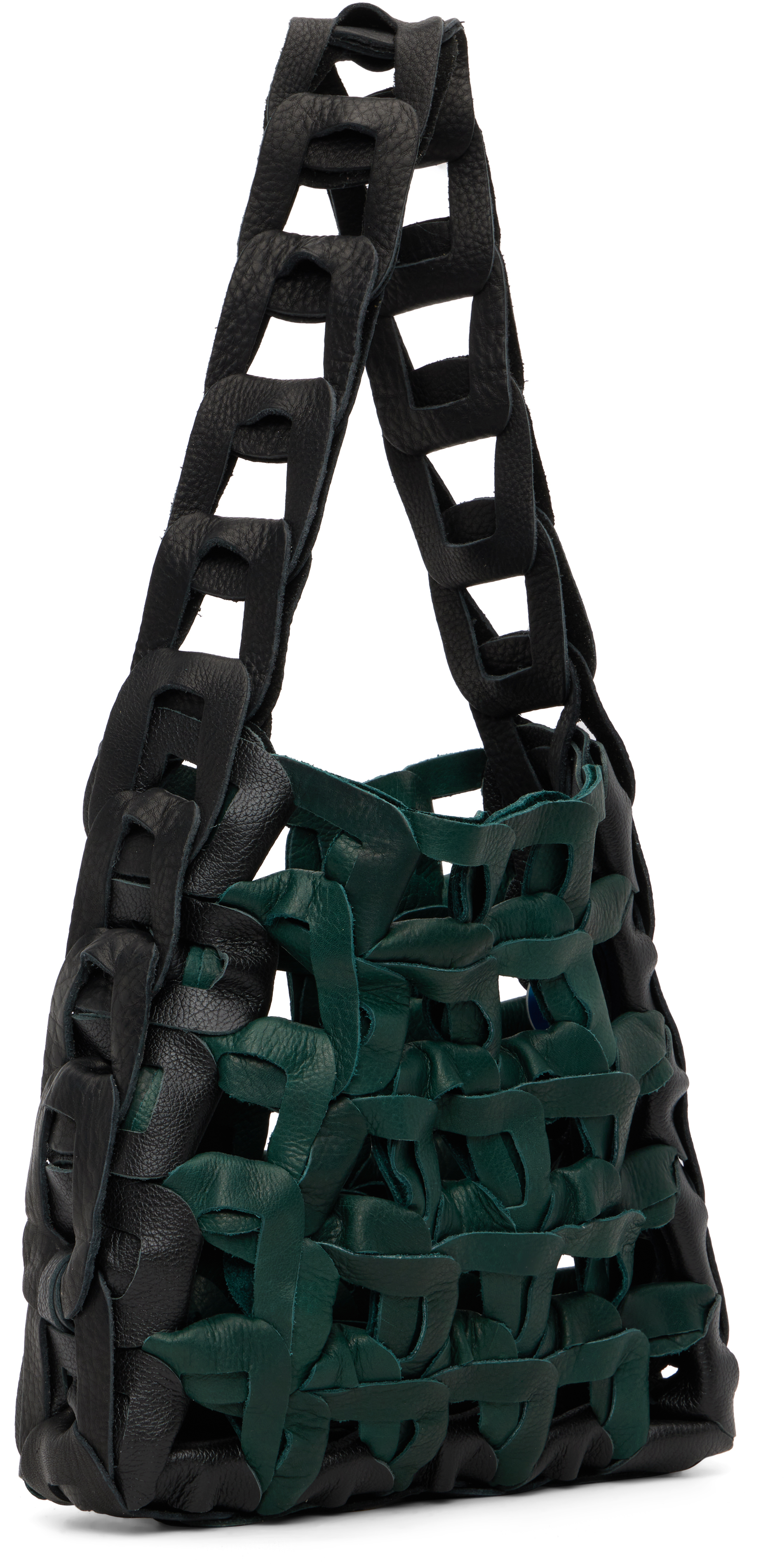 Sc103 Black & Green Links Tote In Green