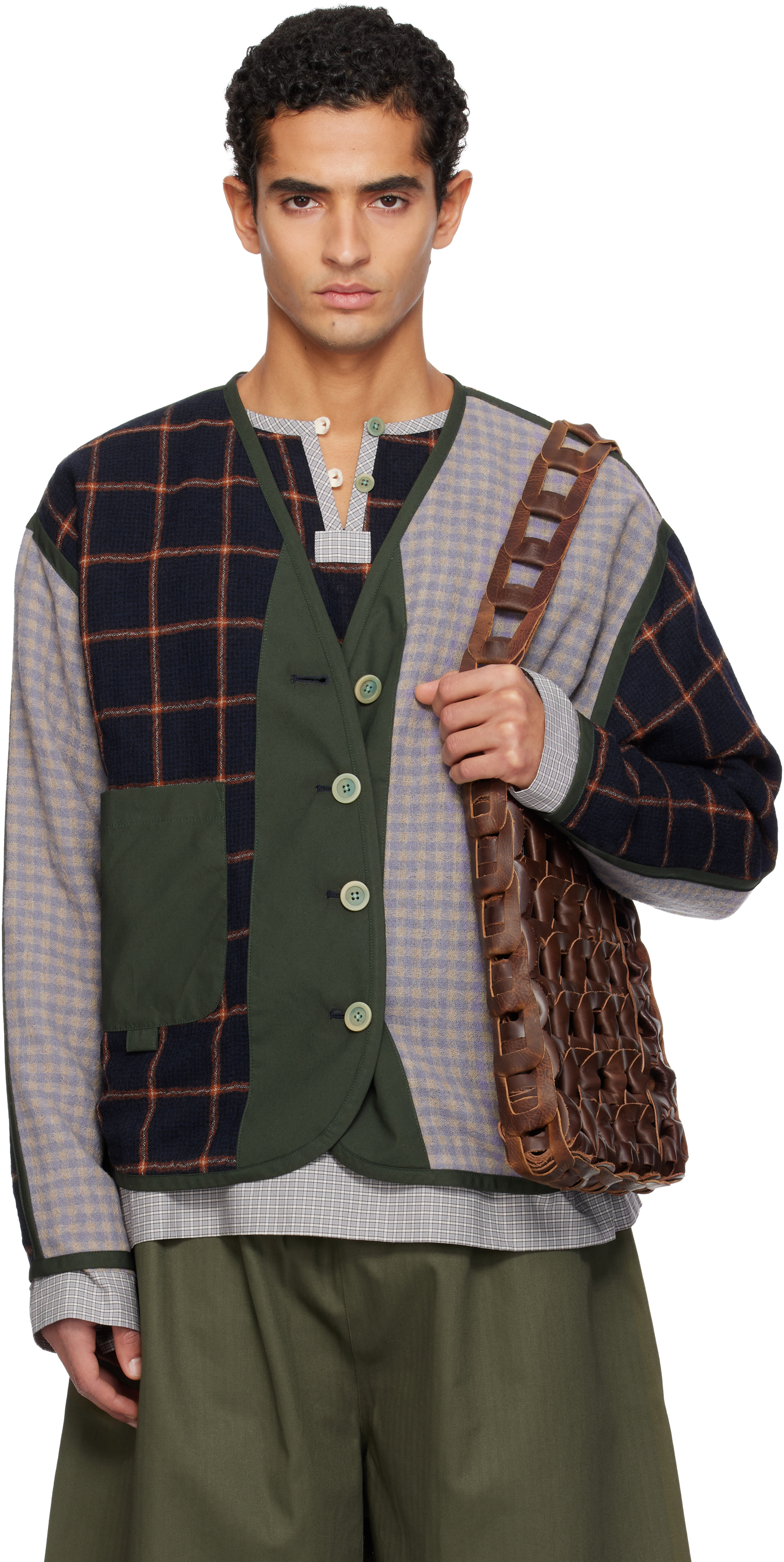 Sc103 Navy & Purple Ridge Cardigan In Animal Print