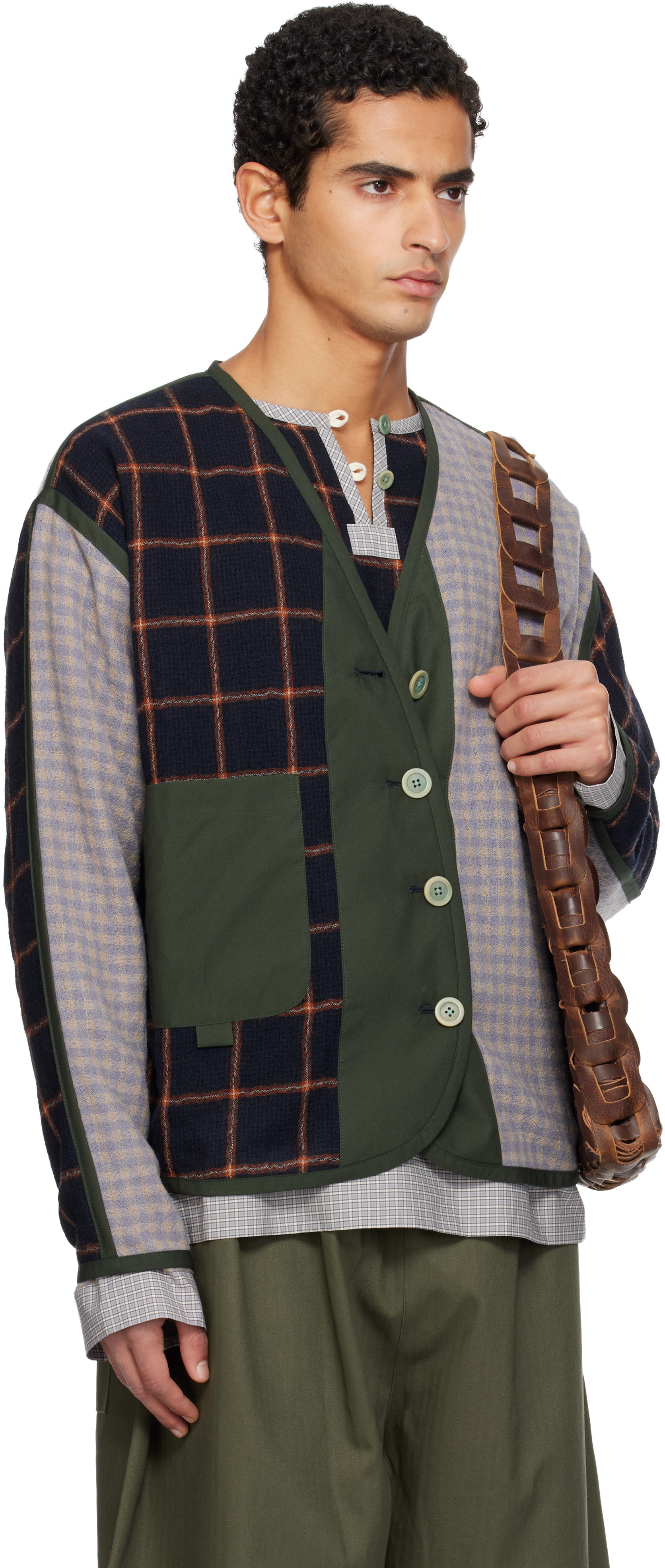 Sc103 Navy & Purple Ridge Cardigan In Animal Print