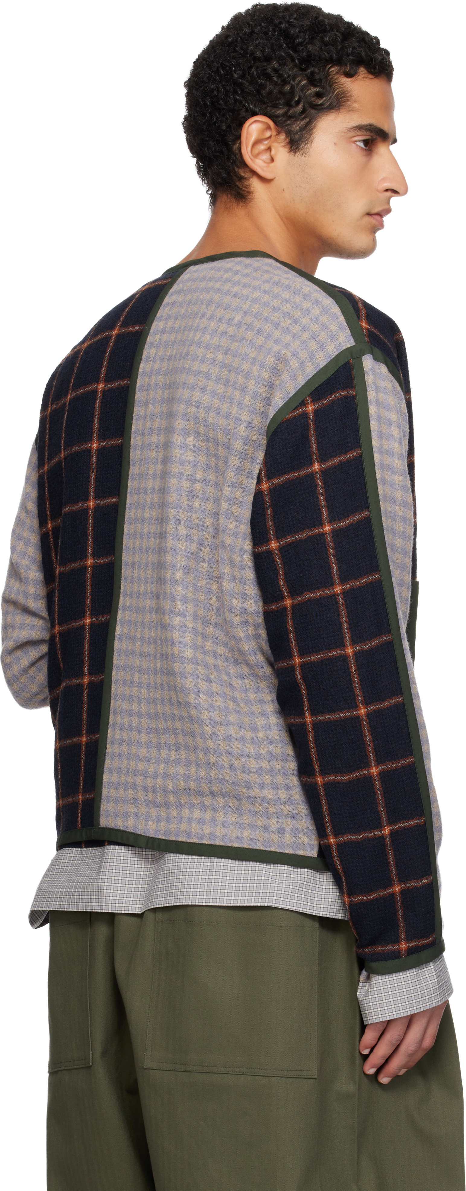 Sc103 Navy & Purple Ridge Cardigan In Animal Print