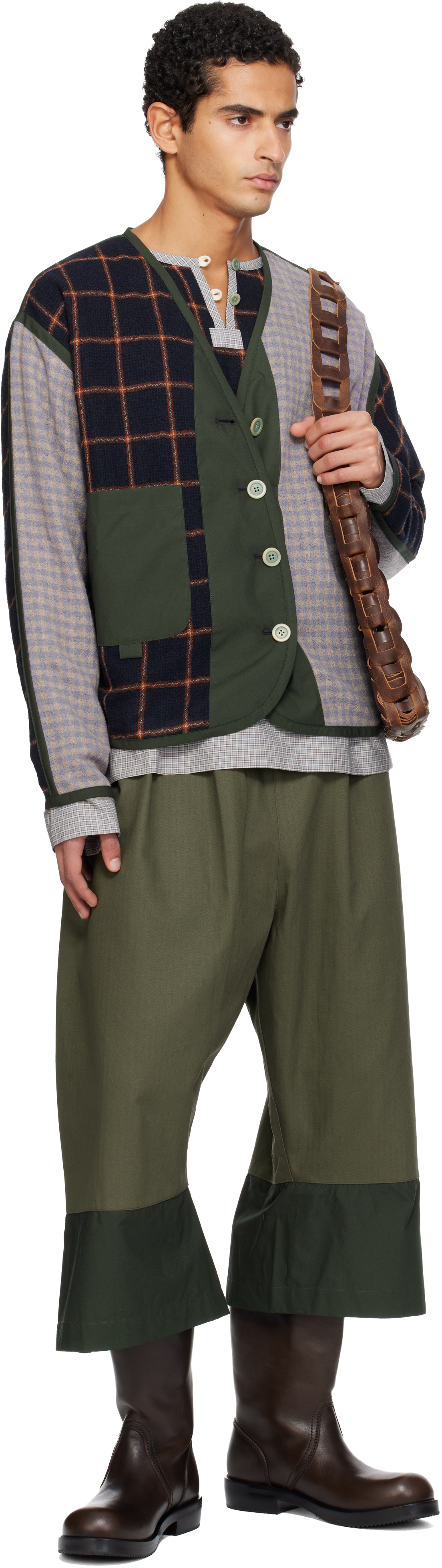 Sc103 Navy & Purple Ridge Cardigan In Animal Print