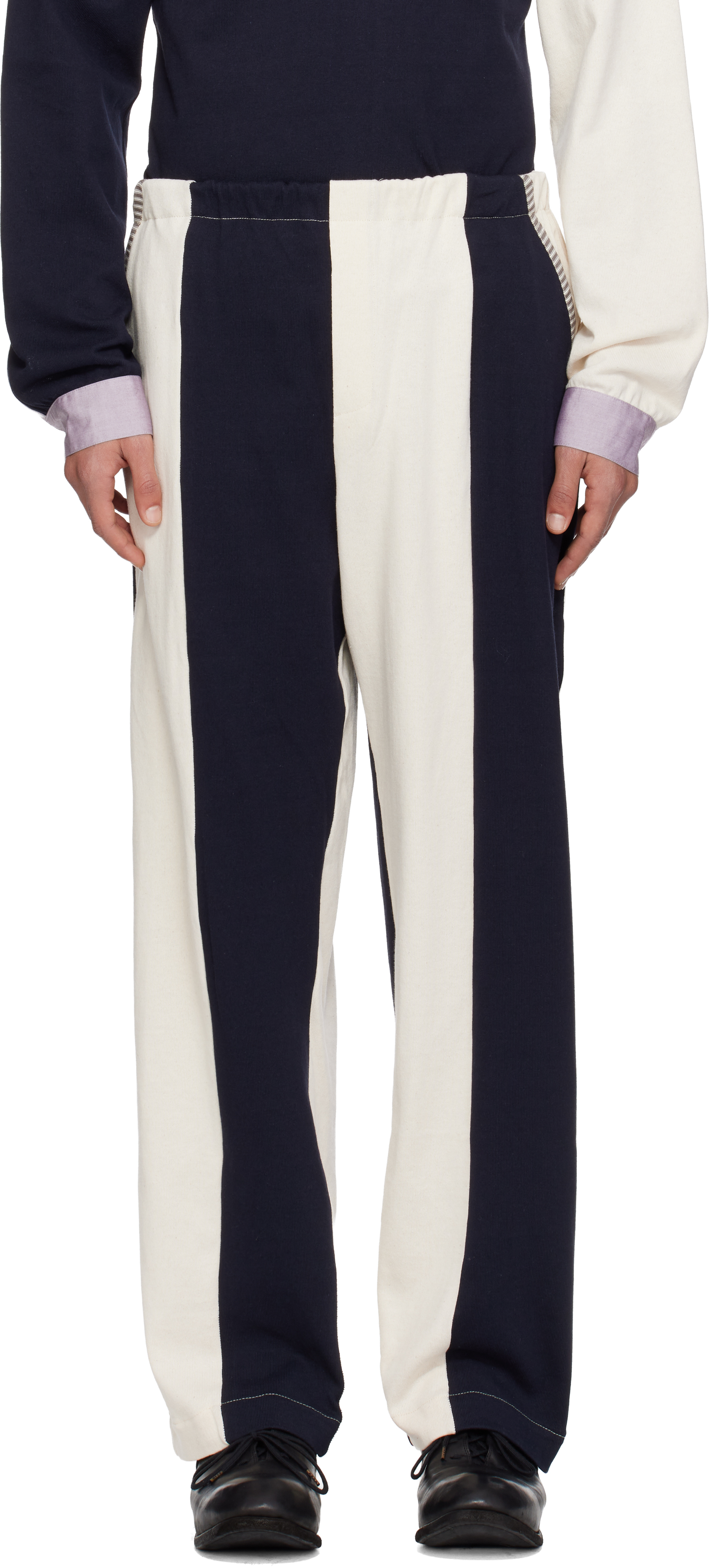 Sc103 Off-white & Navy Leap Sweatpants In Blue