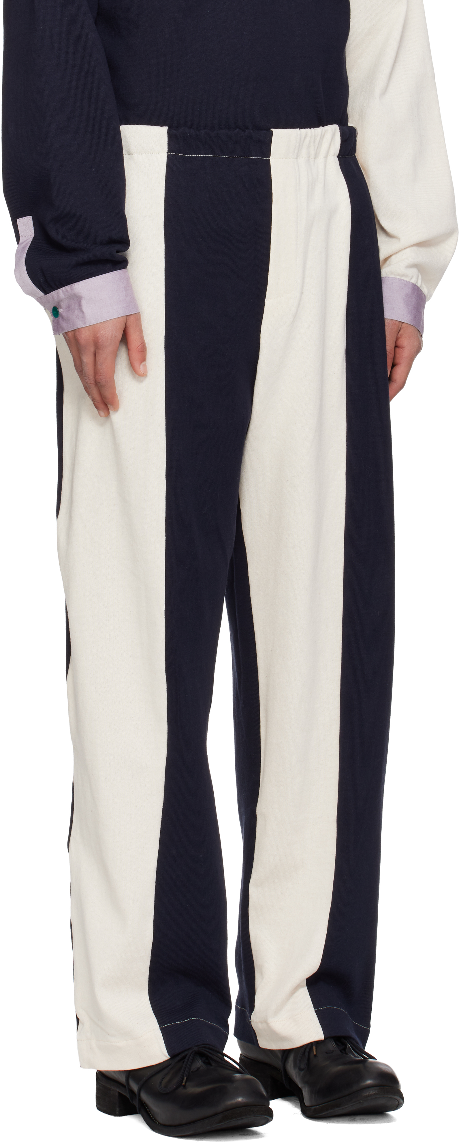 Sc103 Off-white & Navy Leap Sweatpants In Blue