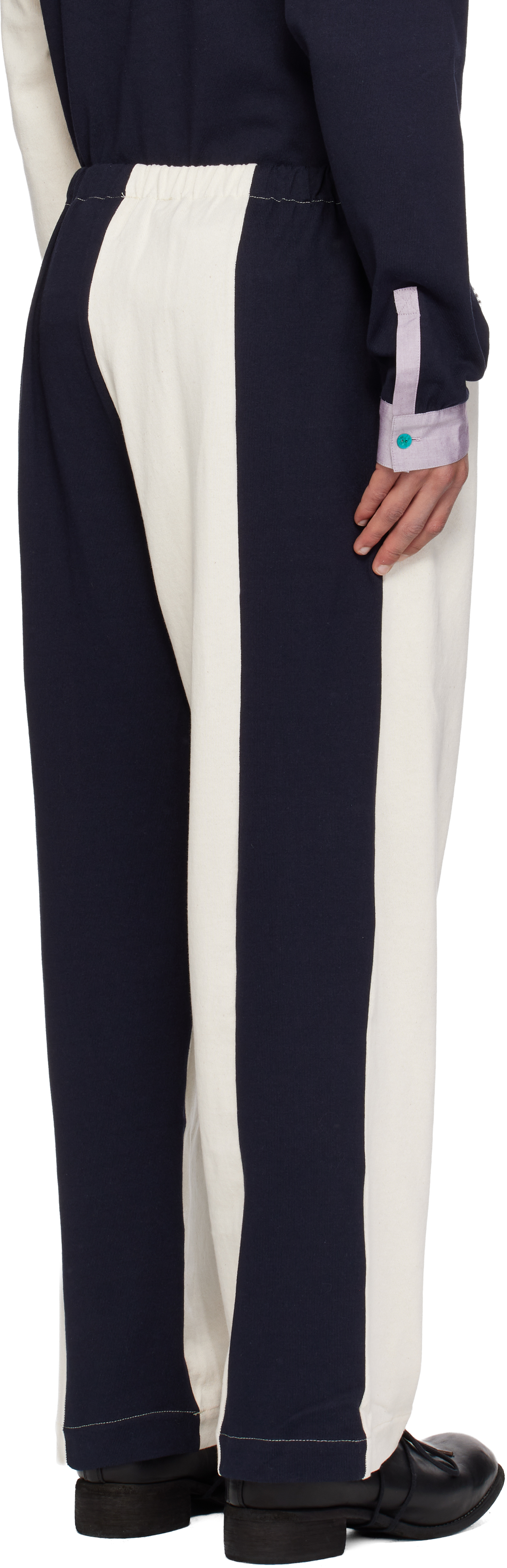 Sc103 Off-white & Navy Leap Sweatpants In Blue