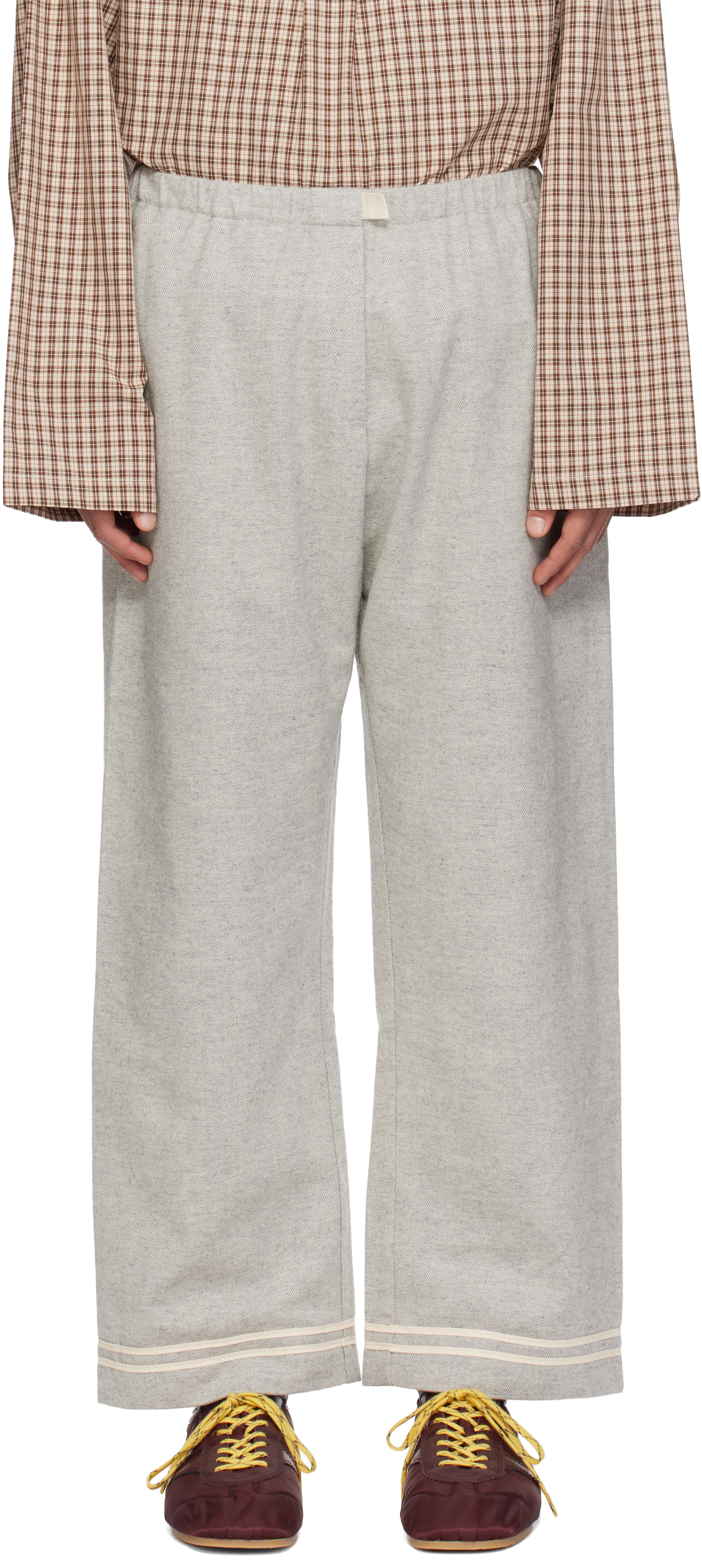 Sc103 Gray Banner Trousers In Neutral