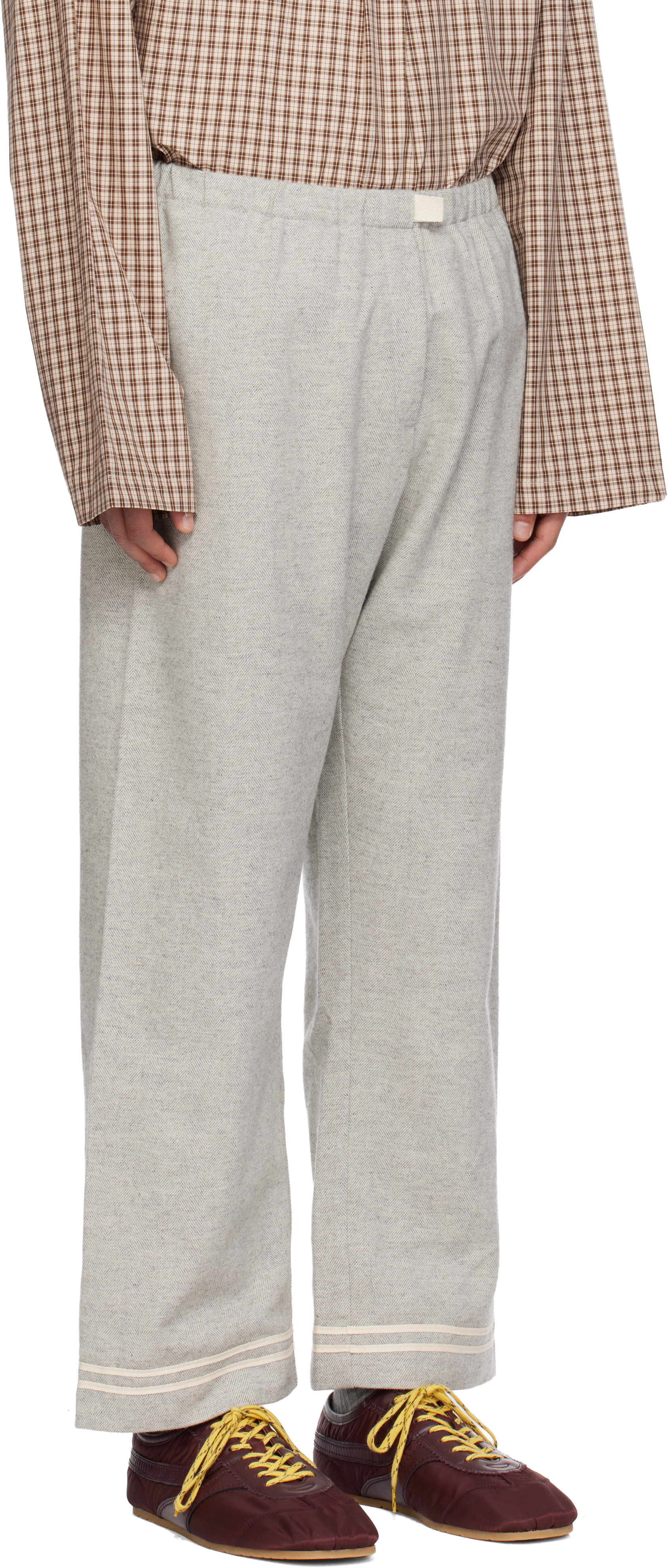 Sc103 Gray Banner Trousers In Neutral