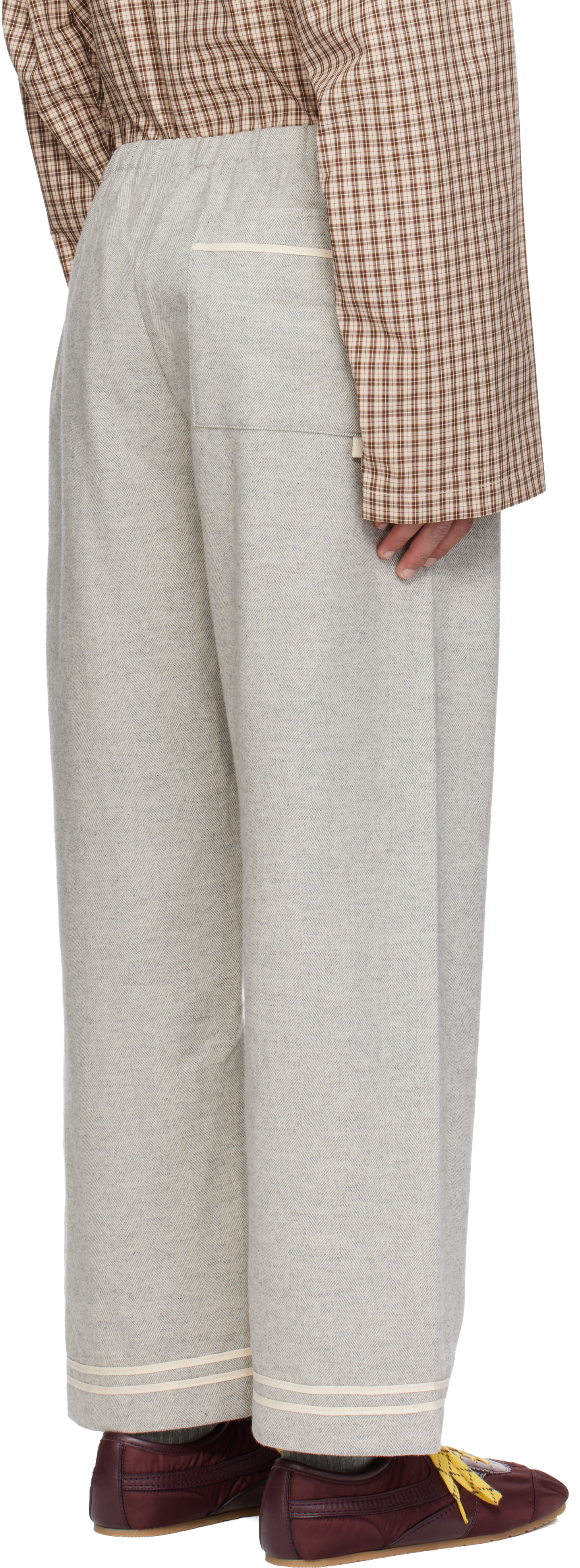 Sc103 Gray Banner Trousers In Neutral