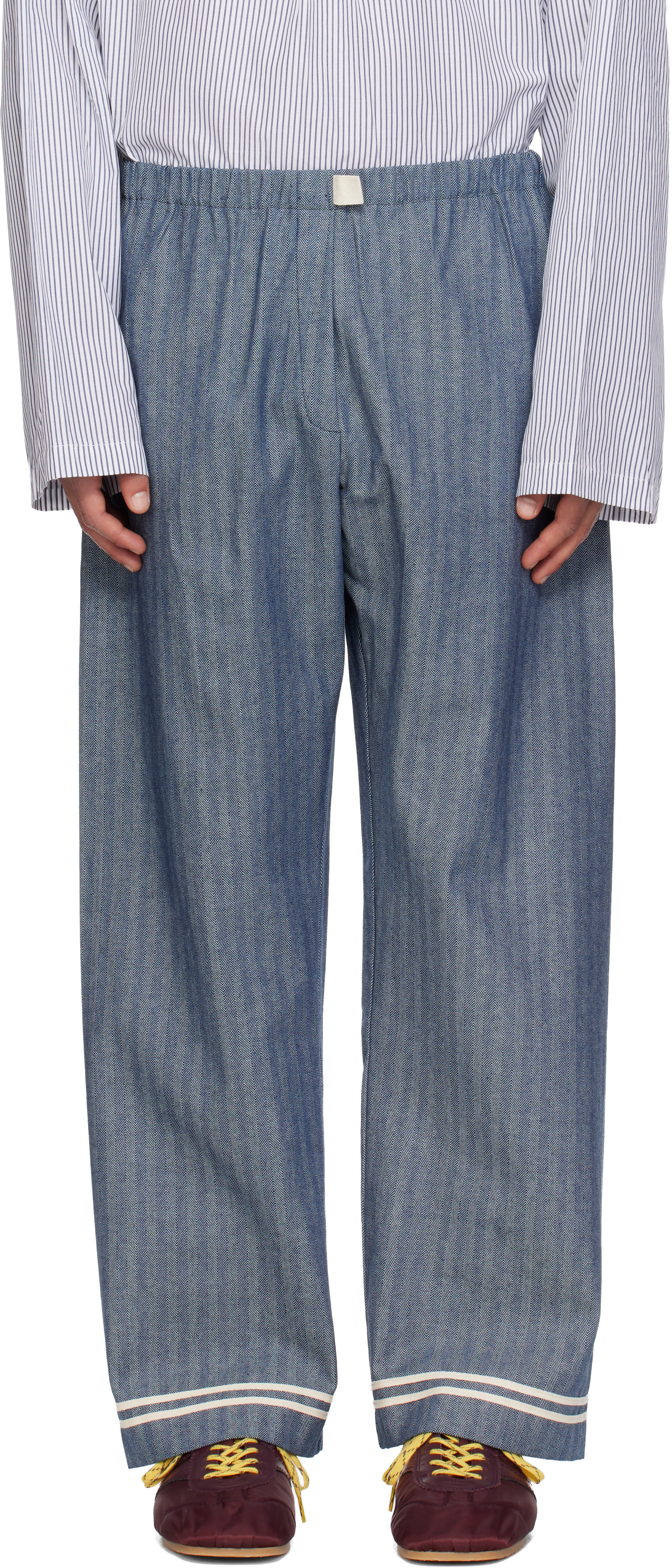 Sc103 Navy Banner Trousers In Gray