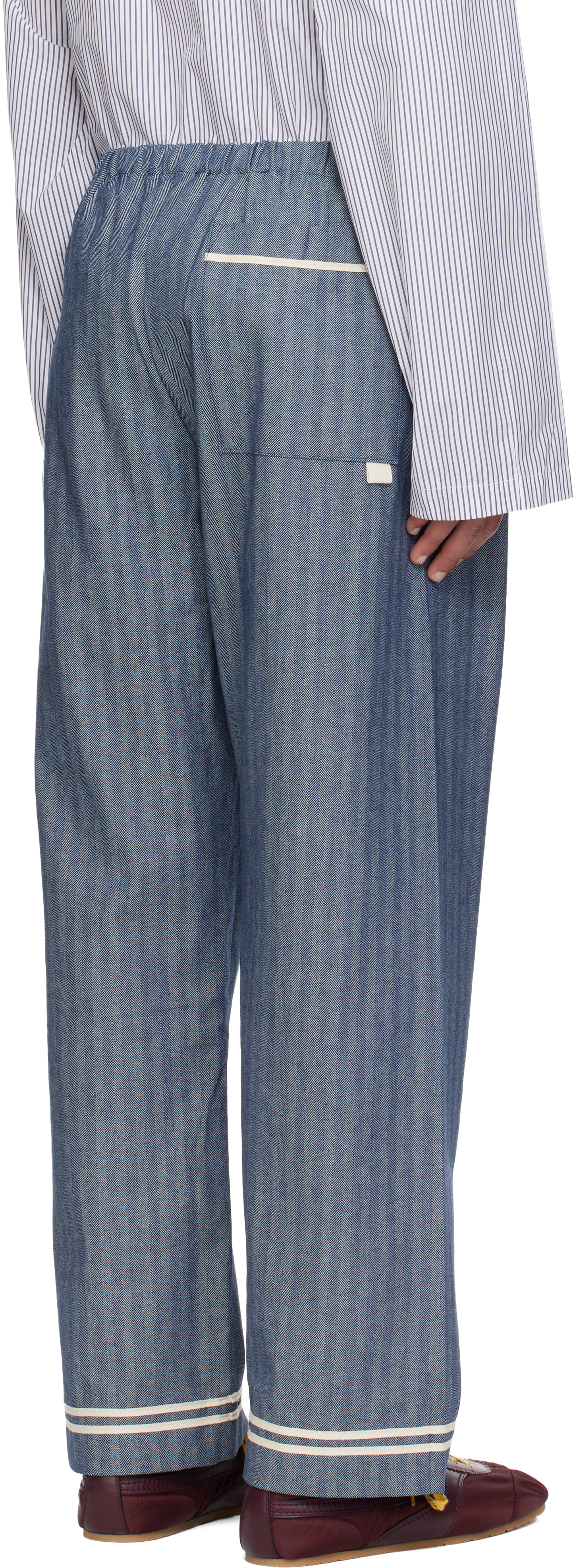 Sc103 Navy Banner Trousers In Gray