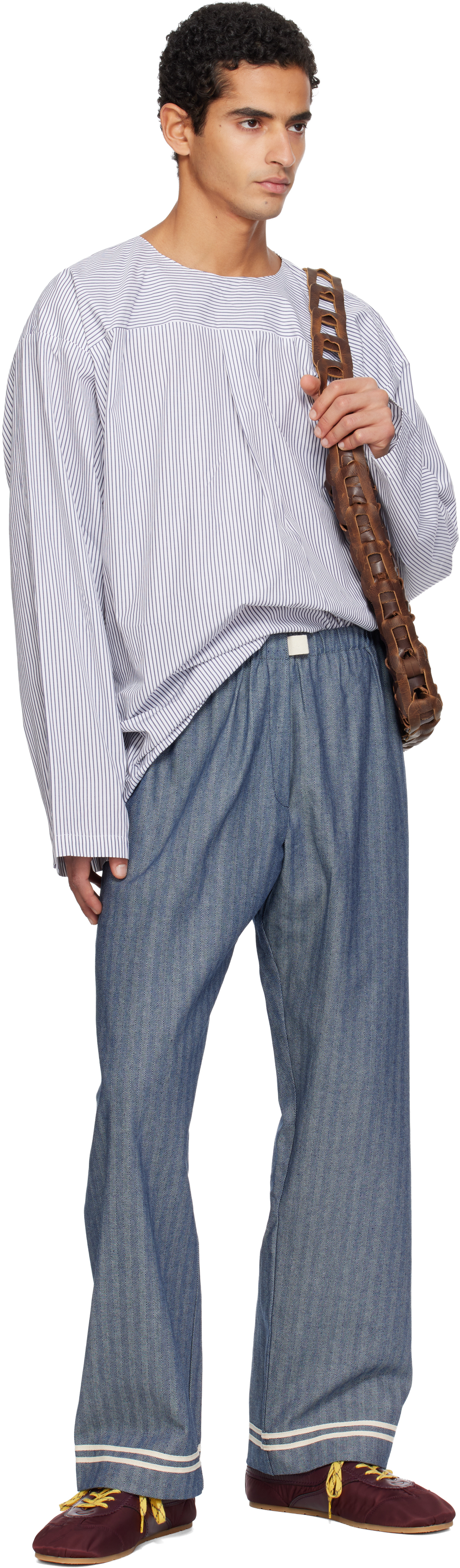 Sc103 Navy Banner Trousers In Gray