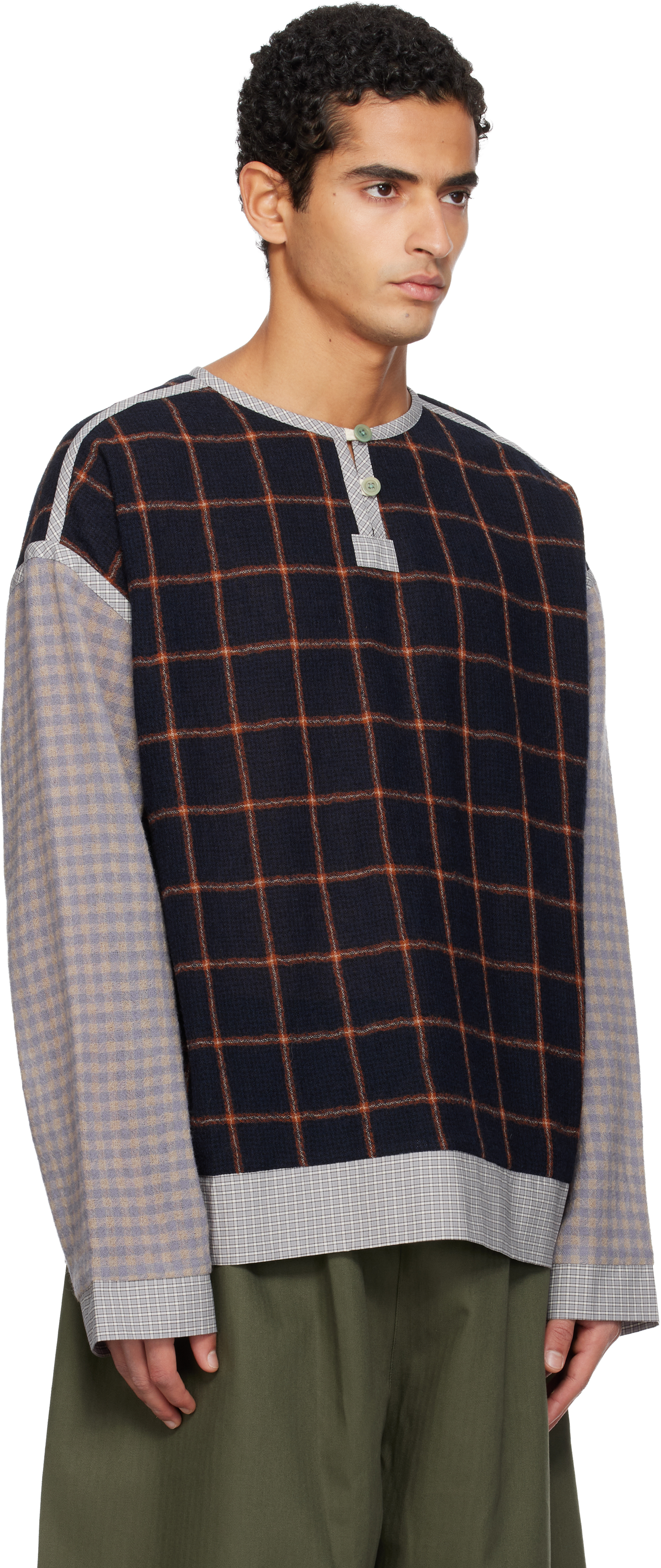 Sc103 Navy & Purple Pitch Henley In Multi