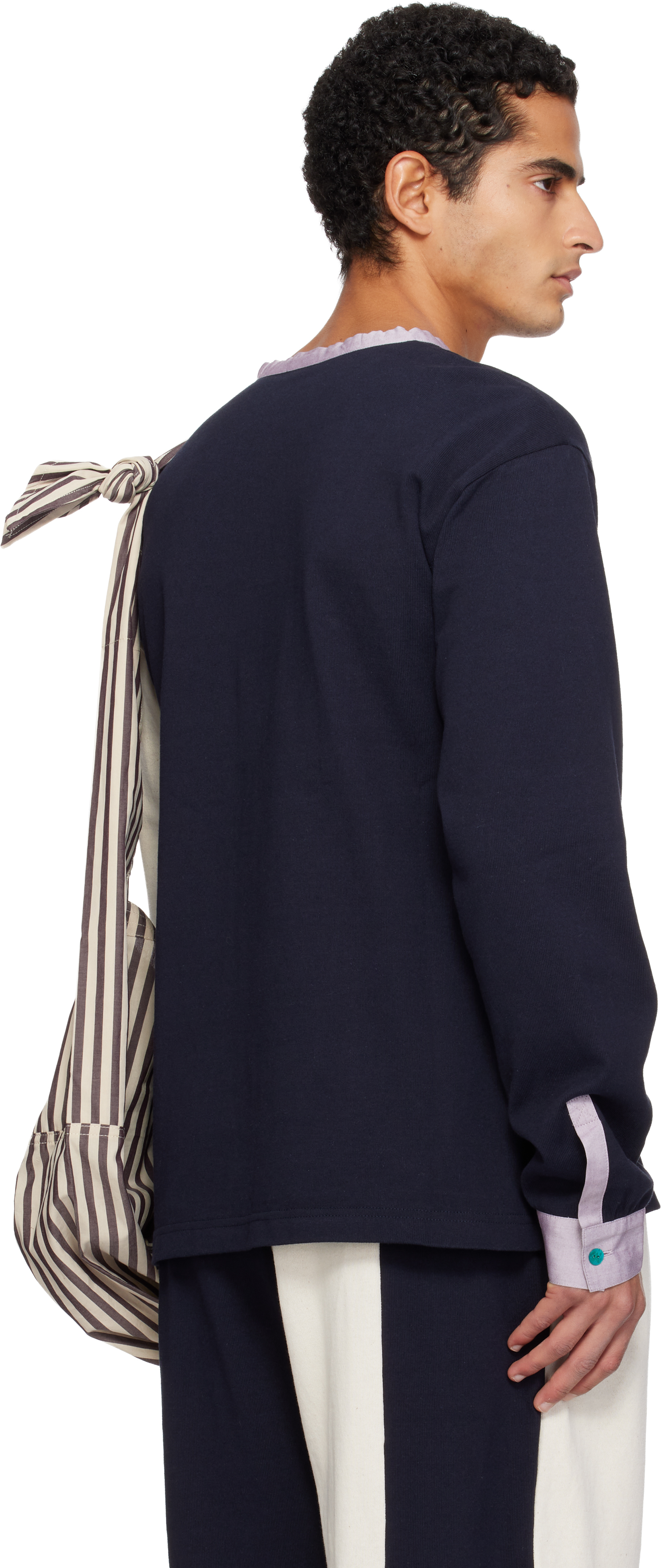 Sc103 Ssense Exclusive Navy & Off-white Guardian Henley In Blue