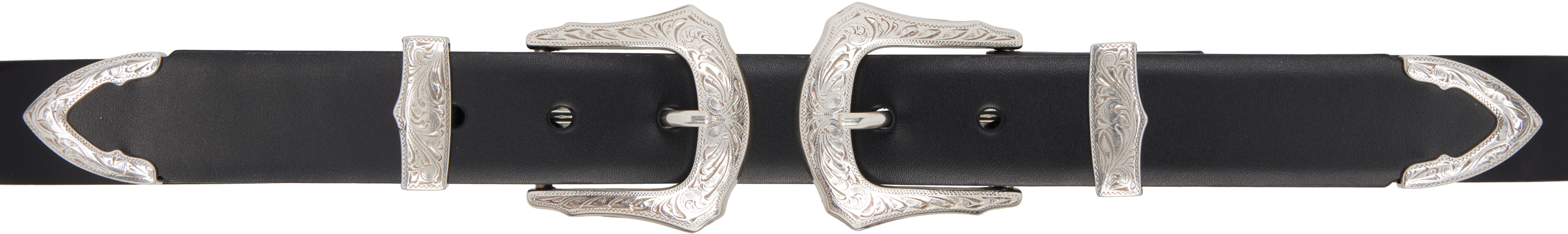 Toga Pulla: Black Double Buckle Wide Belt | SSENSE