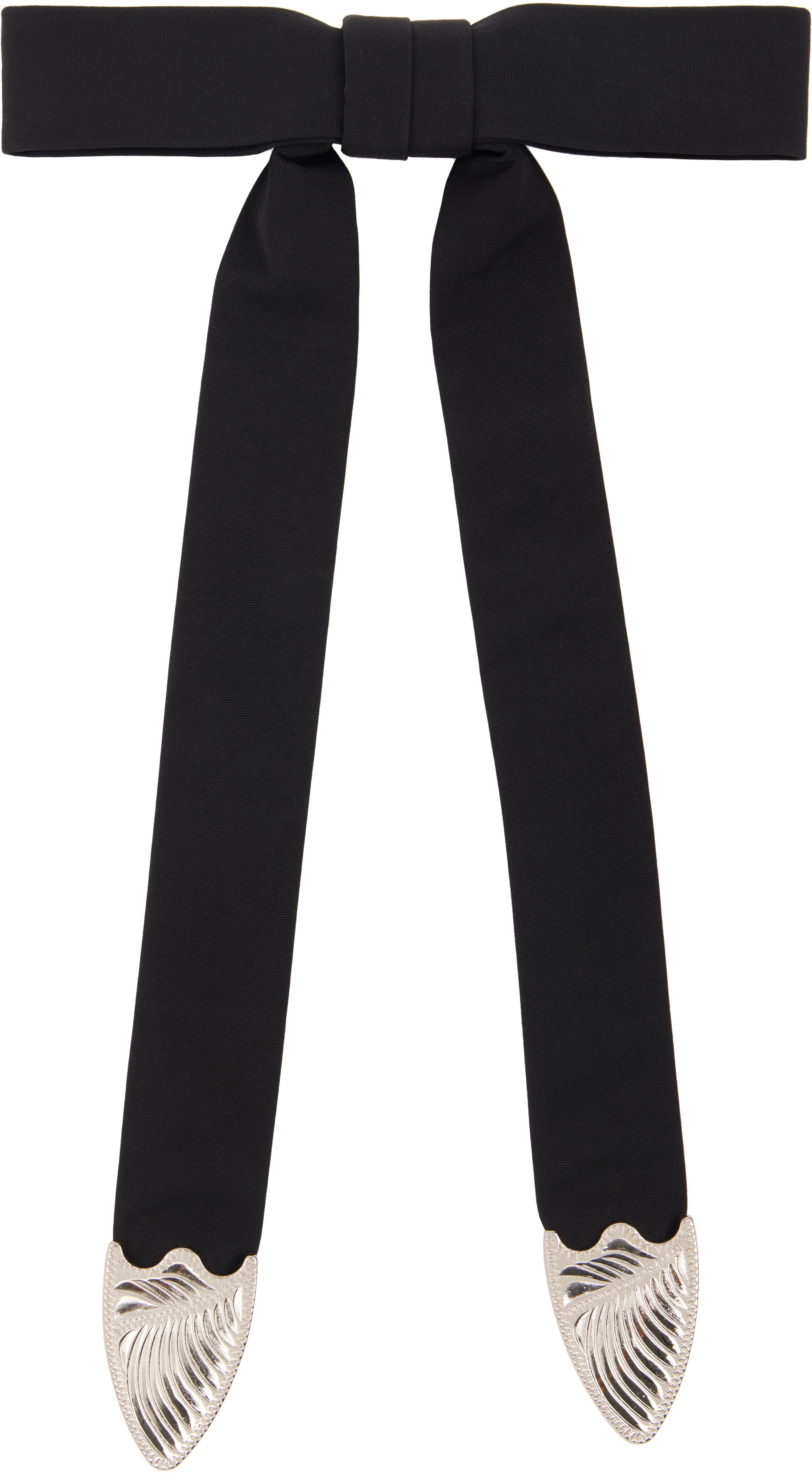 Toga Pulla: Black Ribbon Metal Tie | SSENSE