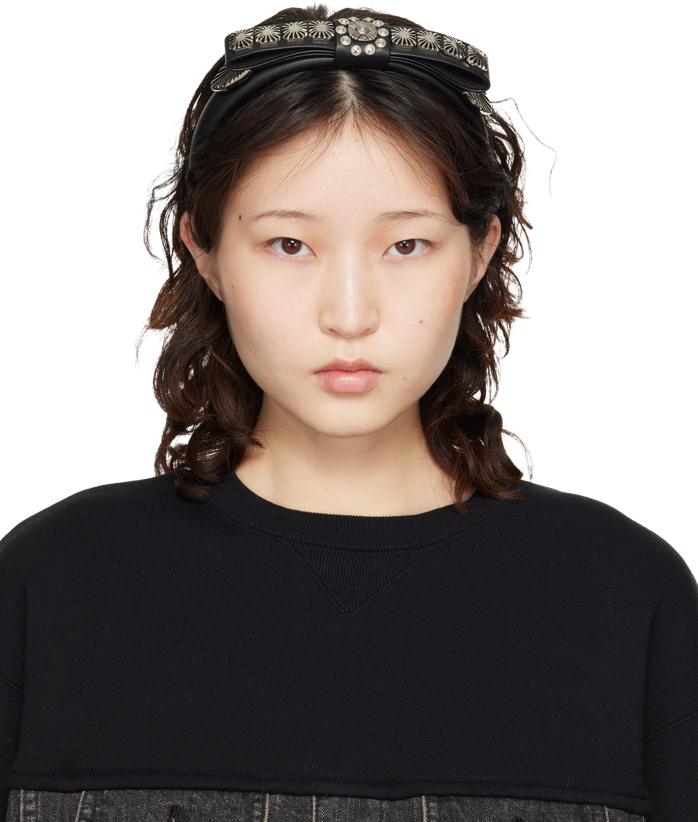 Toga Pulla: Black Metal Ribbon Headband | SSENSE