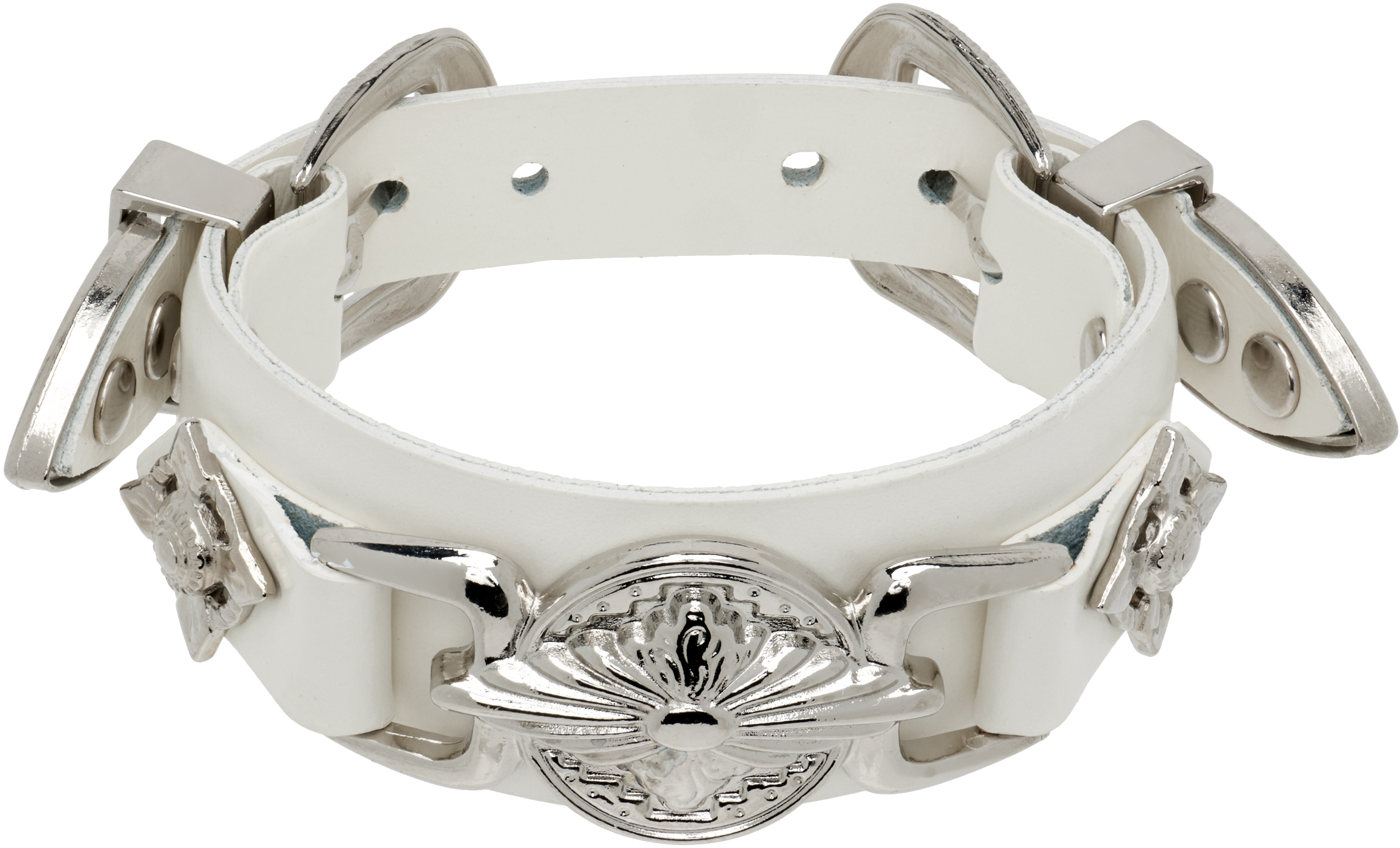 Toga Pulla: Double Buckle Leather Bangle Bracelet | SSENSE
