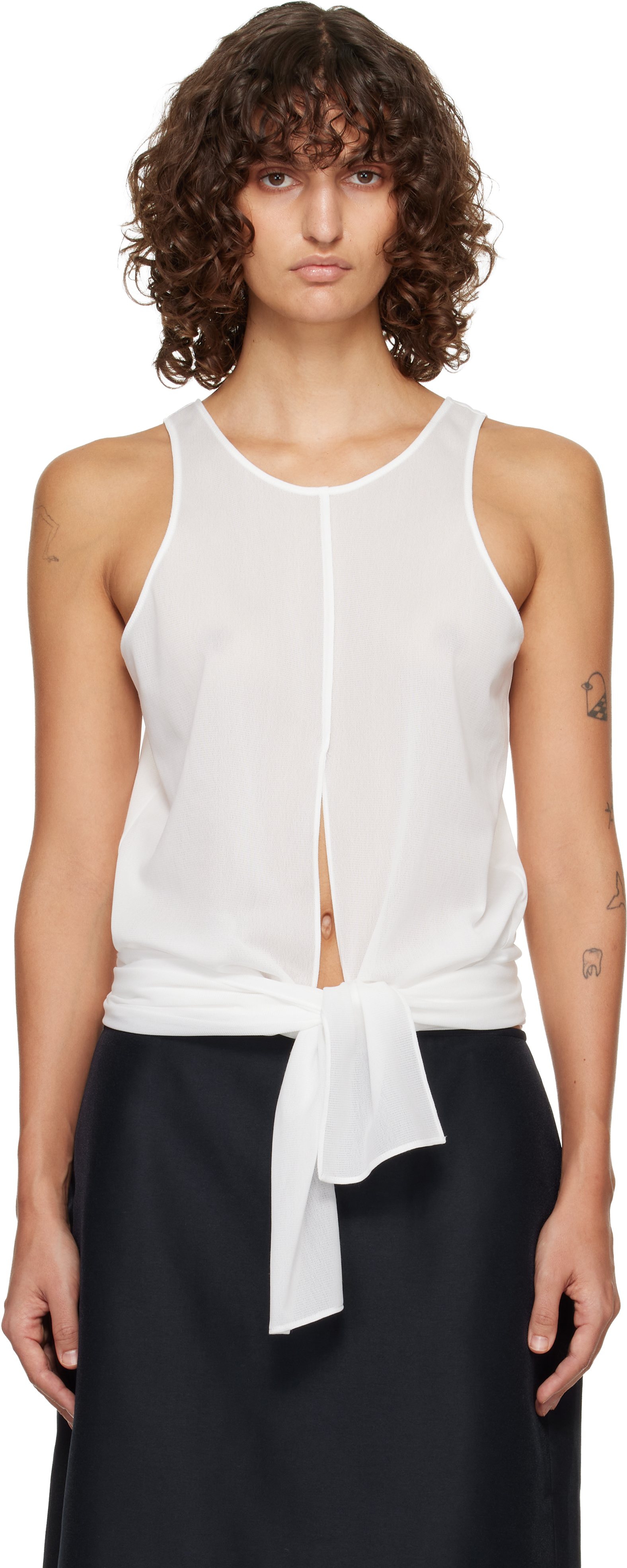 LE17SEPTEMBRE: White Self-Tie Sleeveless Tank Top | SSENSE