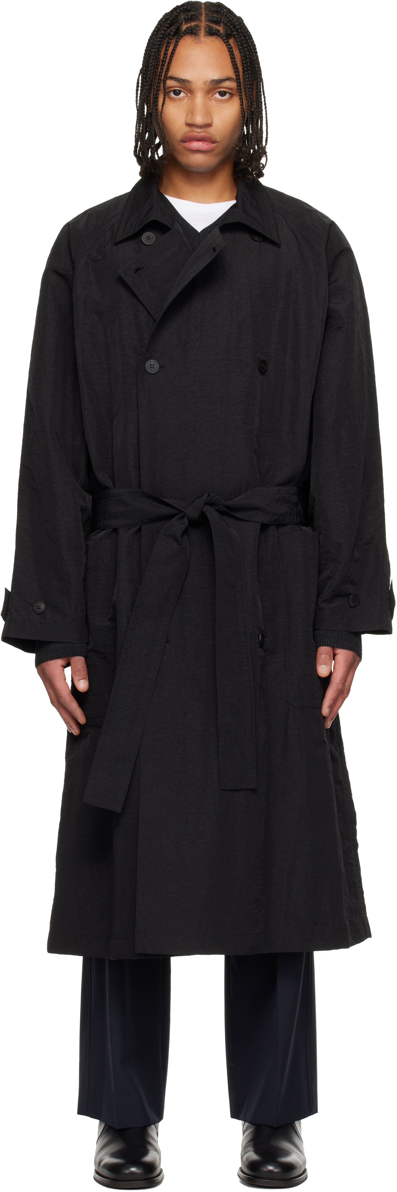 Le17septembre Black Crisp Raglan Trench Coat