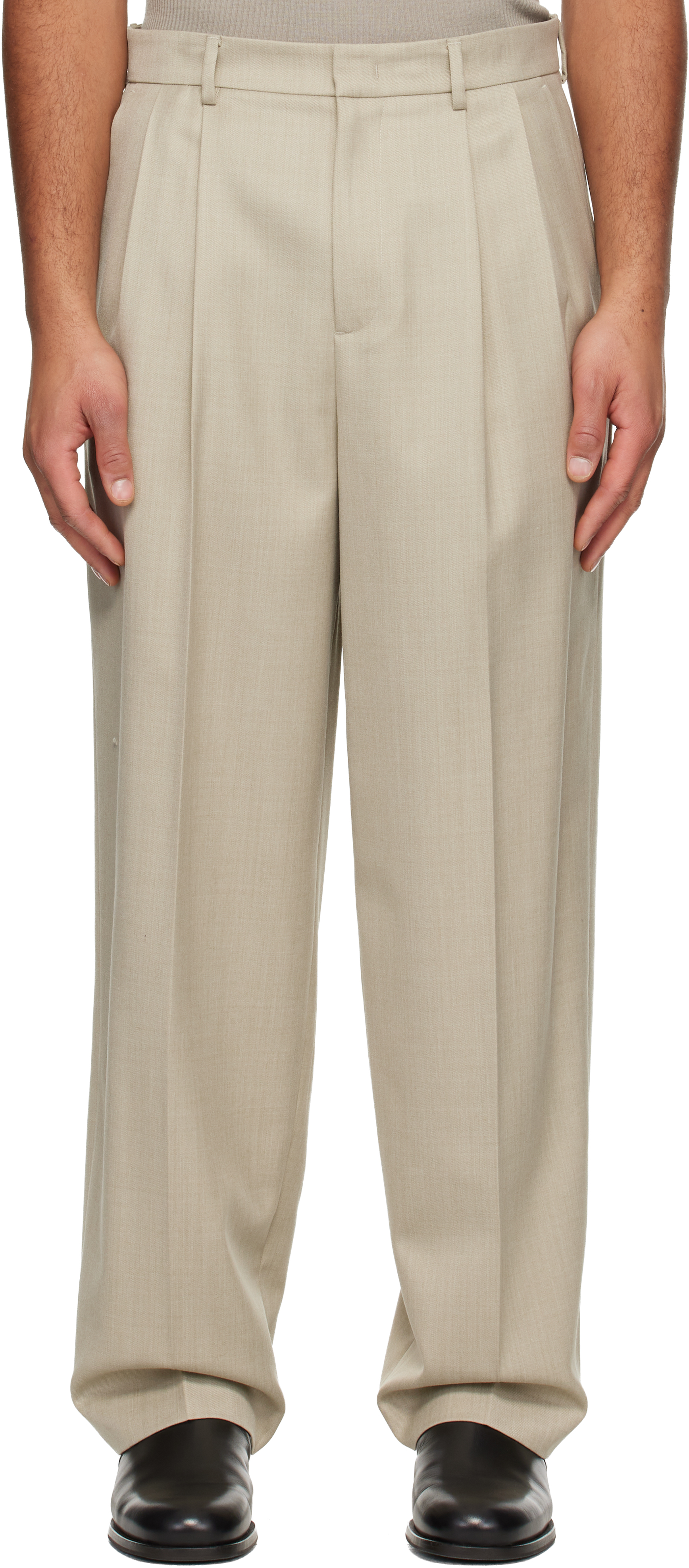 Le17septembre Beige Two Tuck Wool Trousers In Neutral